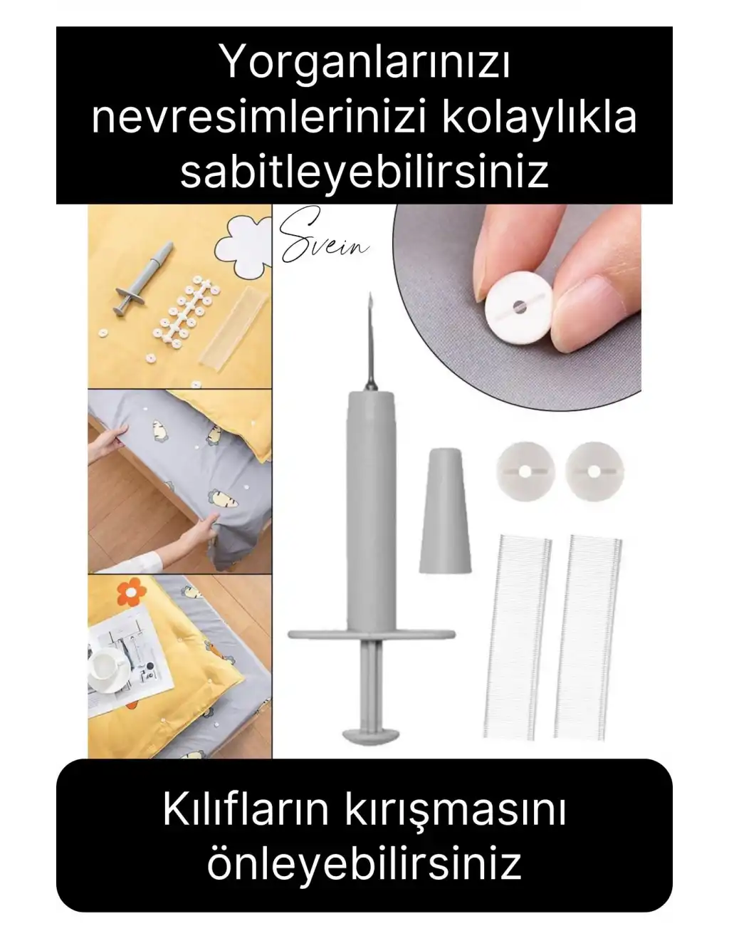 Pratik Yorgan ve Nevresim Kılıfı Sabitleme Aparatı Tutucu İğnesi Yastık Yatak Örtüsü Klipsi Seti