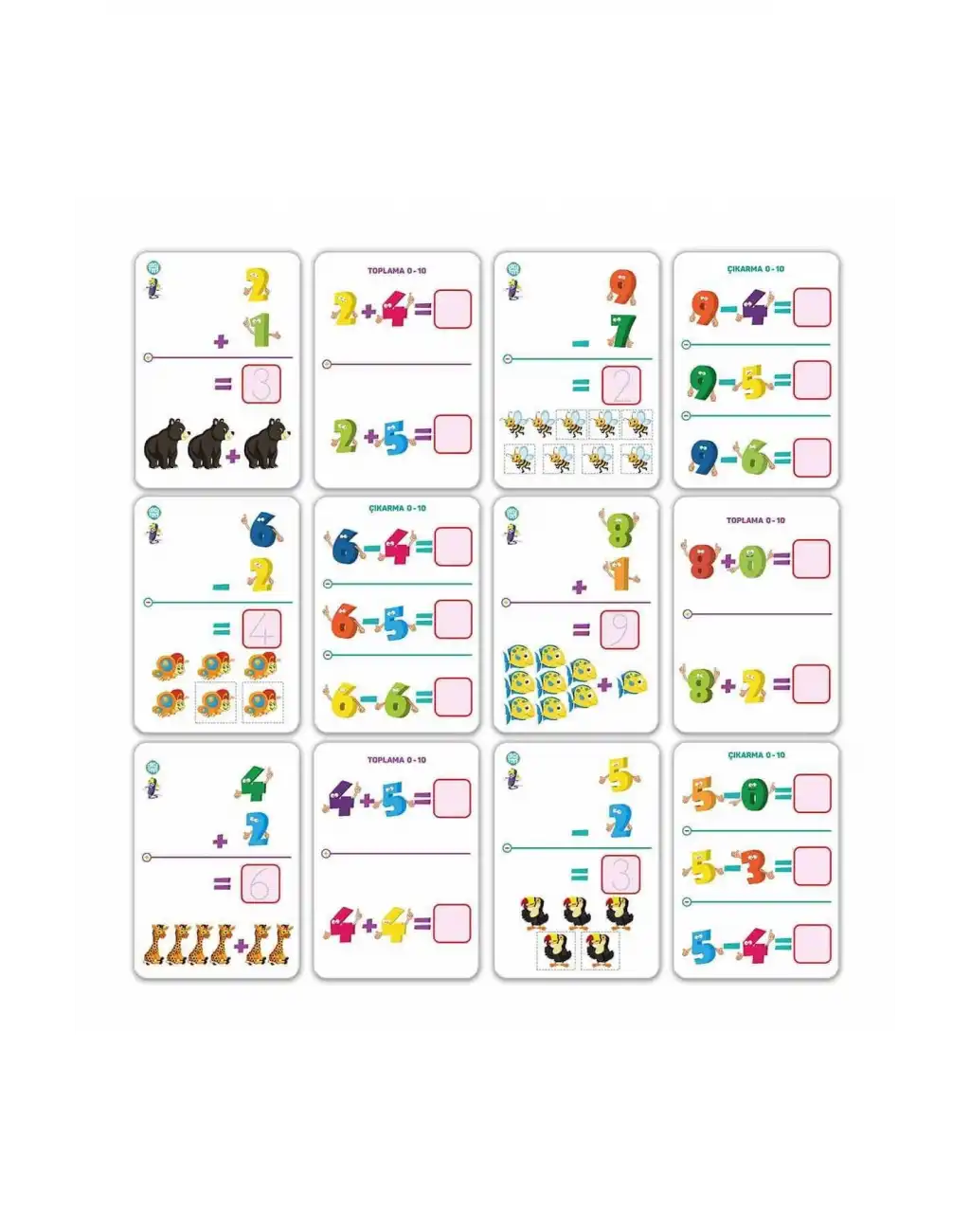 Sayılar Yaz Sil Aktivite Kartları Çift Taraflı 32li Eğitici Öğretici Okul Öncesi Zeka Kalemli Kutu