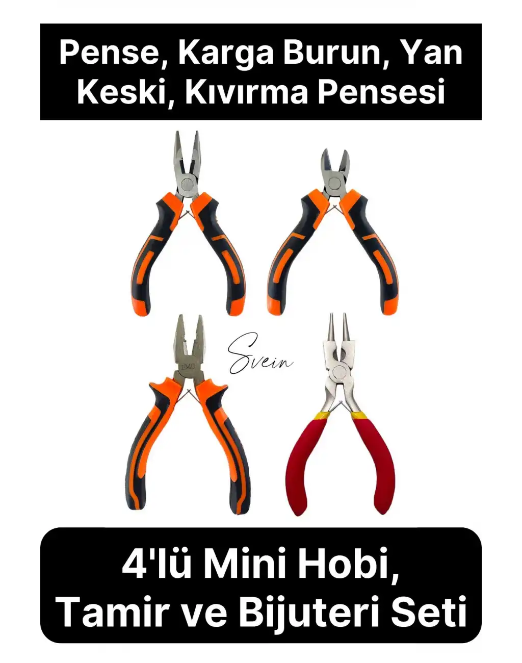 Premium Mini 4lü Karga Burun Yan Keski Kıvırma Pense Seti Hobi Bijuteri Takı Yapım El Aleti Çelik