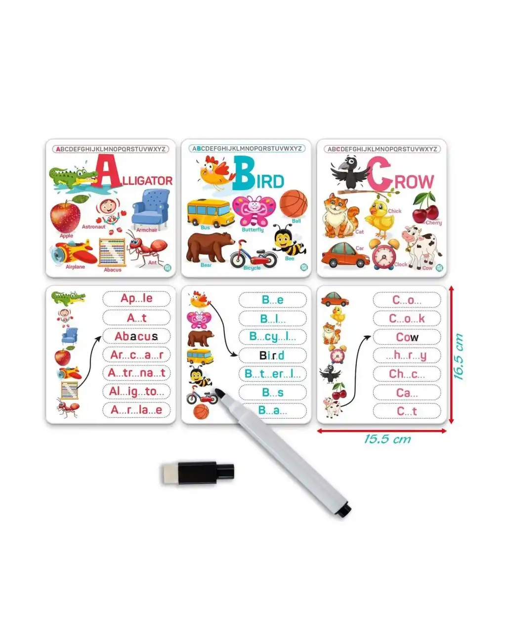 English Alphabet İngilizce Alfabe Yaz-sil Aktivite Kartları Eğitici Öğretici İlk Kelimeler Dil Seti