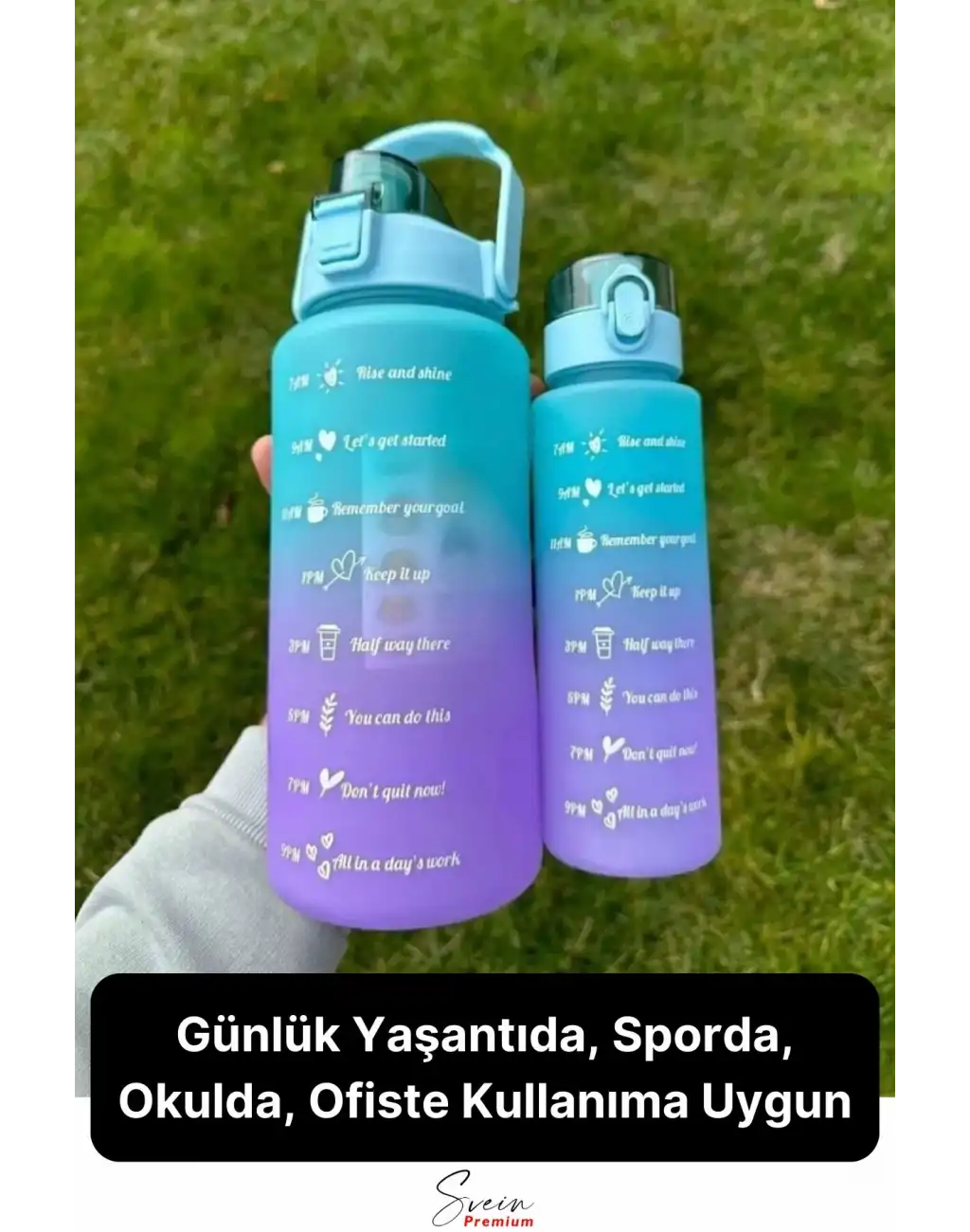 2li Pipetli Sızdırmaz Bpa free Motivasyon Sporcu Suluk Matara Günlük Su Şişesi 2 lt 900 ml