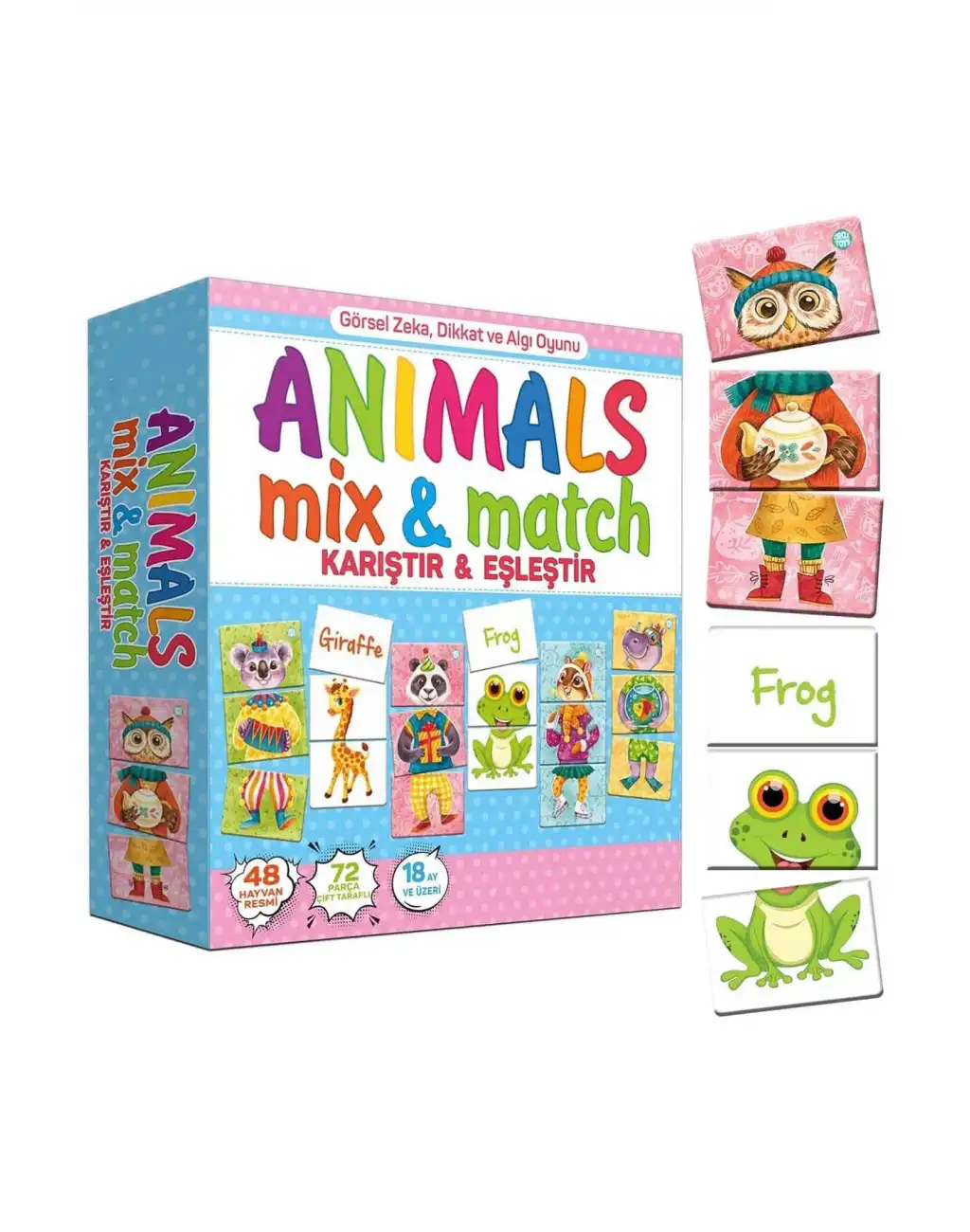 Premium Kutulu Eğitici Öğretici Animals Mix & Match Eşleştirme El Göz Koordinasyon Motor Beceri Oyun