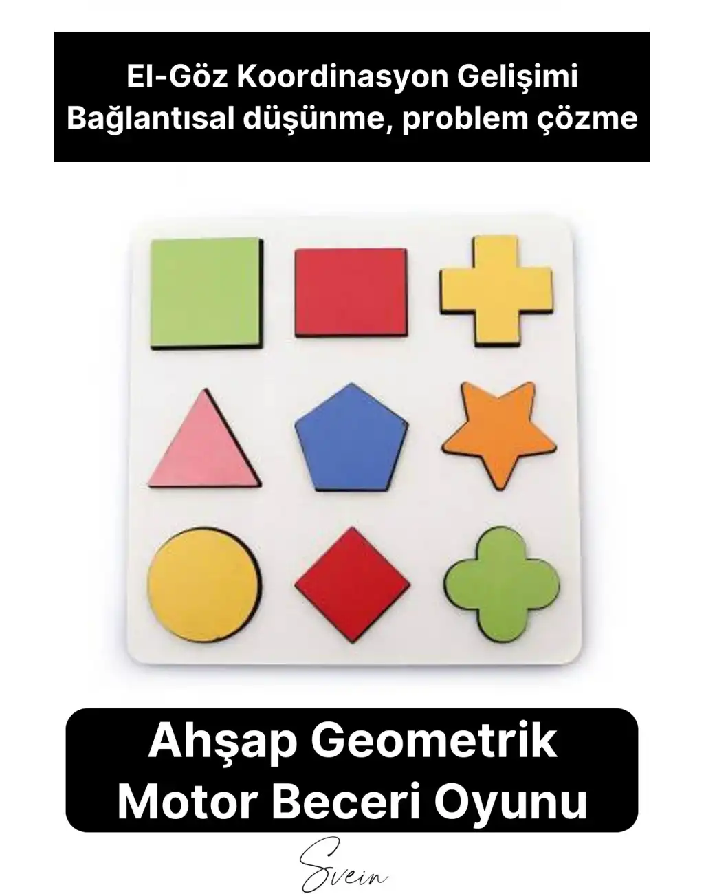 Eğitici Öğretici Ahşap Renkli Geometrik Şekil Yerleştirme Birleştirme Oyuncağı 9lu Okul Öncesi