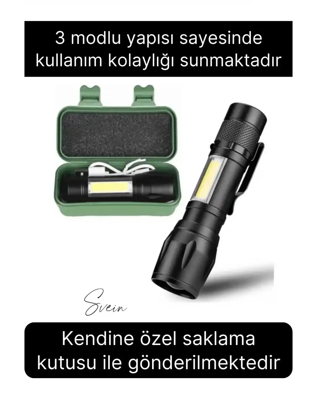 3 Modlu Güçlü Usb Type-C Şarjlı Mini Su Geçirmez Metal Taşınabilir Kutulu Kamp Işık Led El Feneri