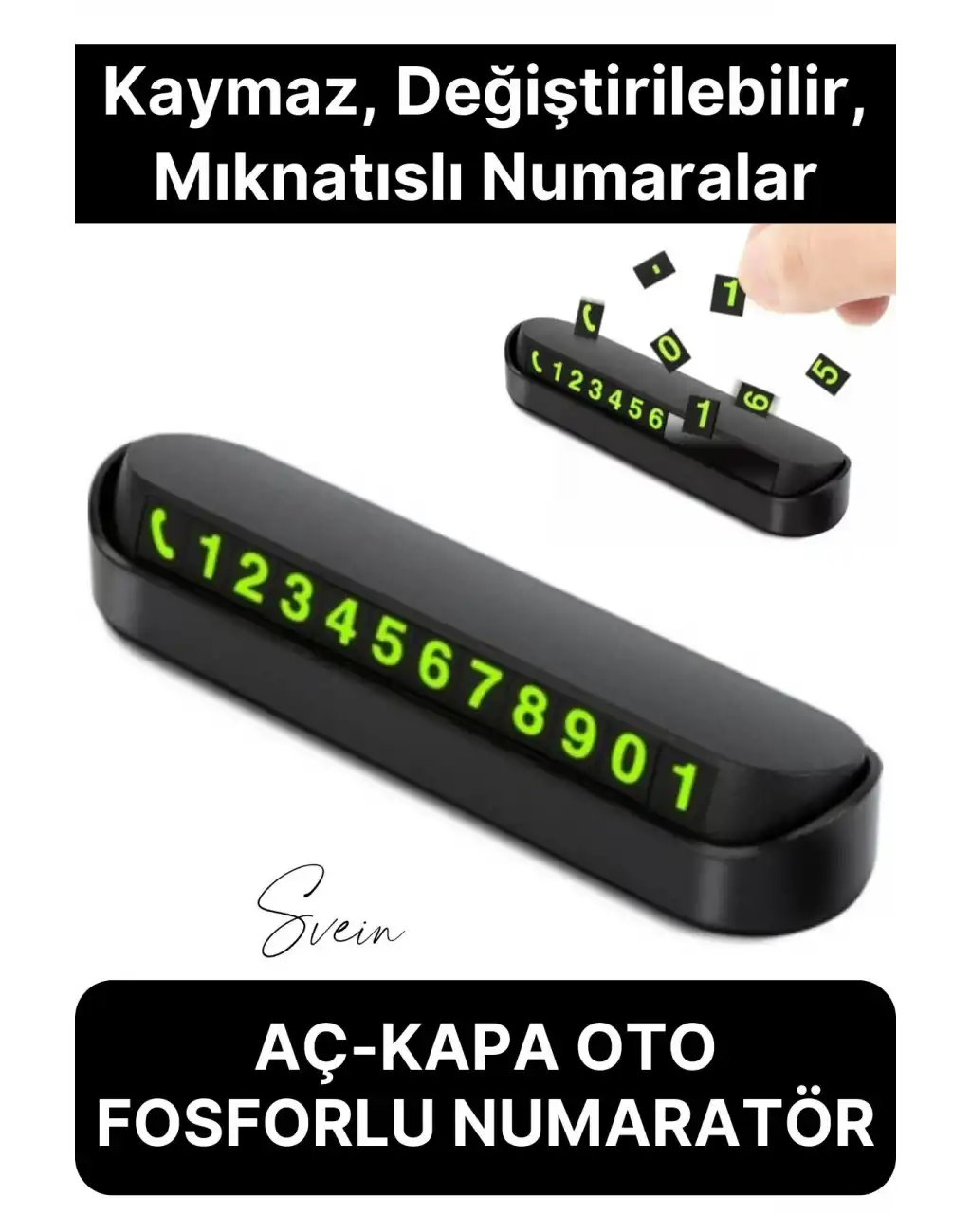 Premium Oto Araba Torpido Göğüs Üstü Araç İçi Fosforlu Telefon Numaratör Yazısı Aç Kapa Park Numara