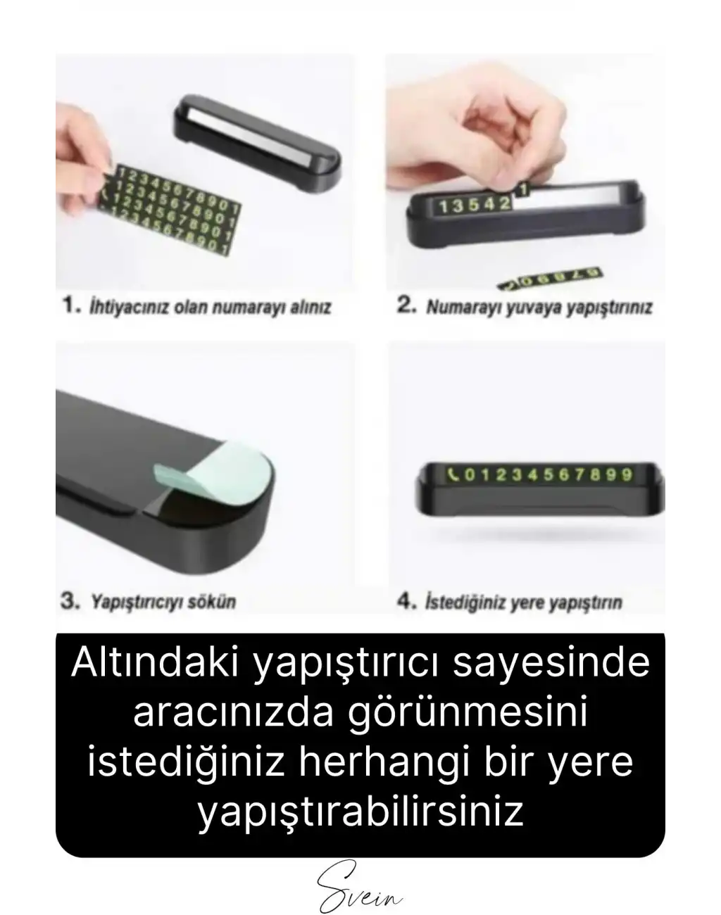Premium Oto Araba Torpido Göğüs Üstü Araç İçi Fosforlu Telefon Numaratör Yazısı Aç Kapa Park Numara