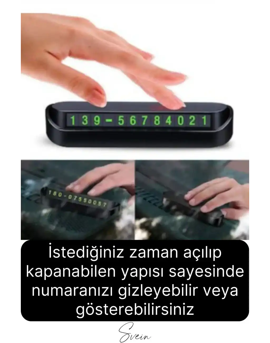 Premium Oto Araba Torpido Göğüs Üstü Araç İçi Fosforlu Telefon Numaratör Yazısı Aç Kapa Park Numara