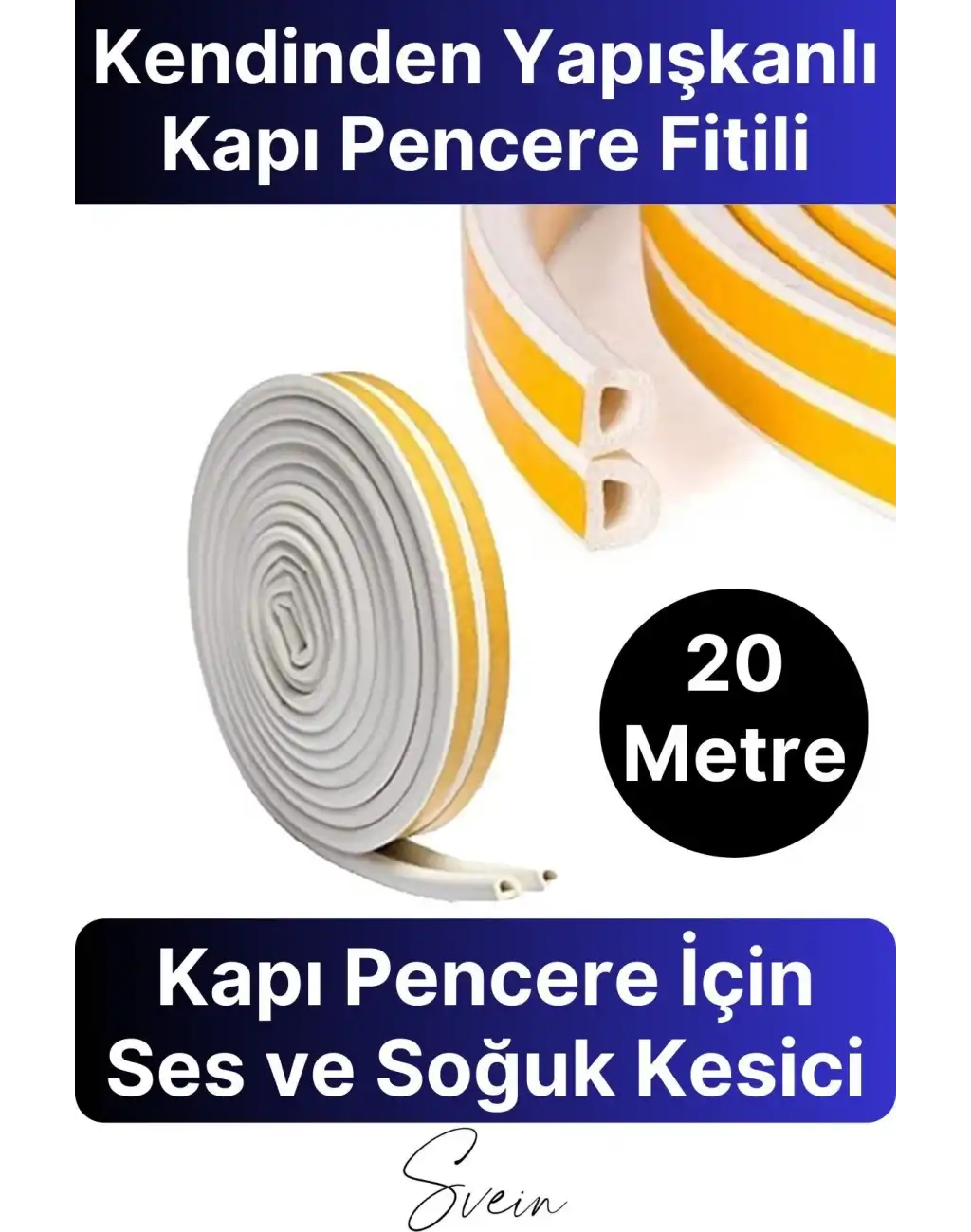 Kapı Pencere Fitili Soğuk İzolasyon Bandı Kendinden Yapışkanlı Güçlü Kauçuk Yalıtım Bant 2x10=20 Mt
