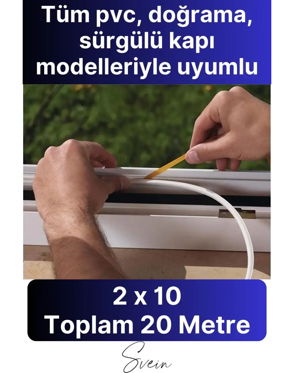 Kapı Pencere Fitili Soğuk İzolasyon Bandı Kendinden Yapışkanlı Güçlü Kauçuk Yalıtım Bant 2x10=20 Mt
