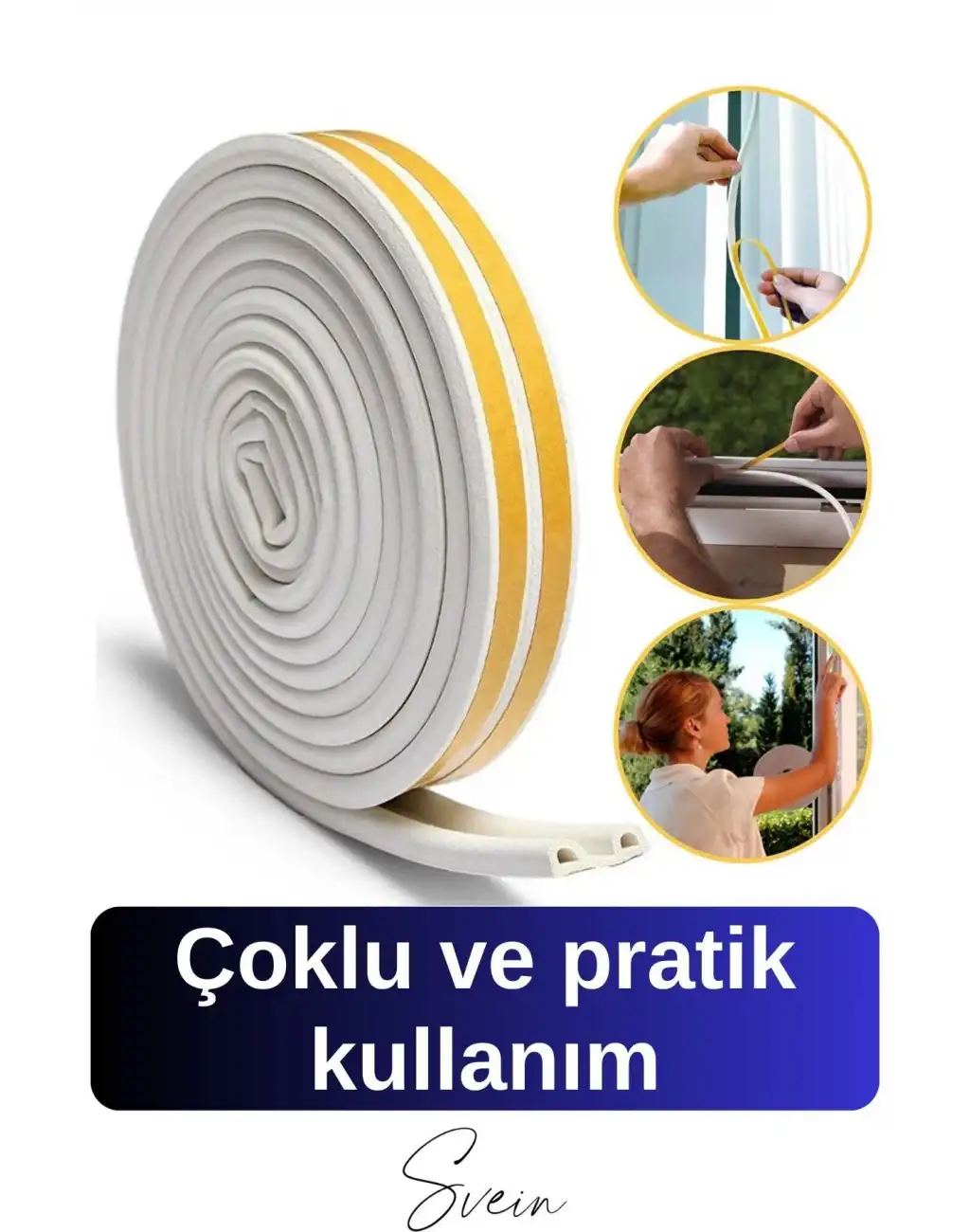 Kapı Pencere Fitili Soğuk İzolasyon Bandı Kendinden Yapışkanlı Güçlü Kauçuk Yalıtım Bant 2x10=20 Mt