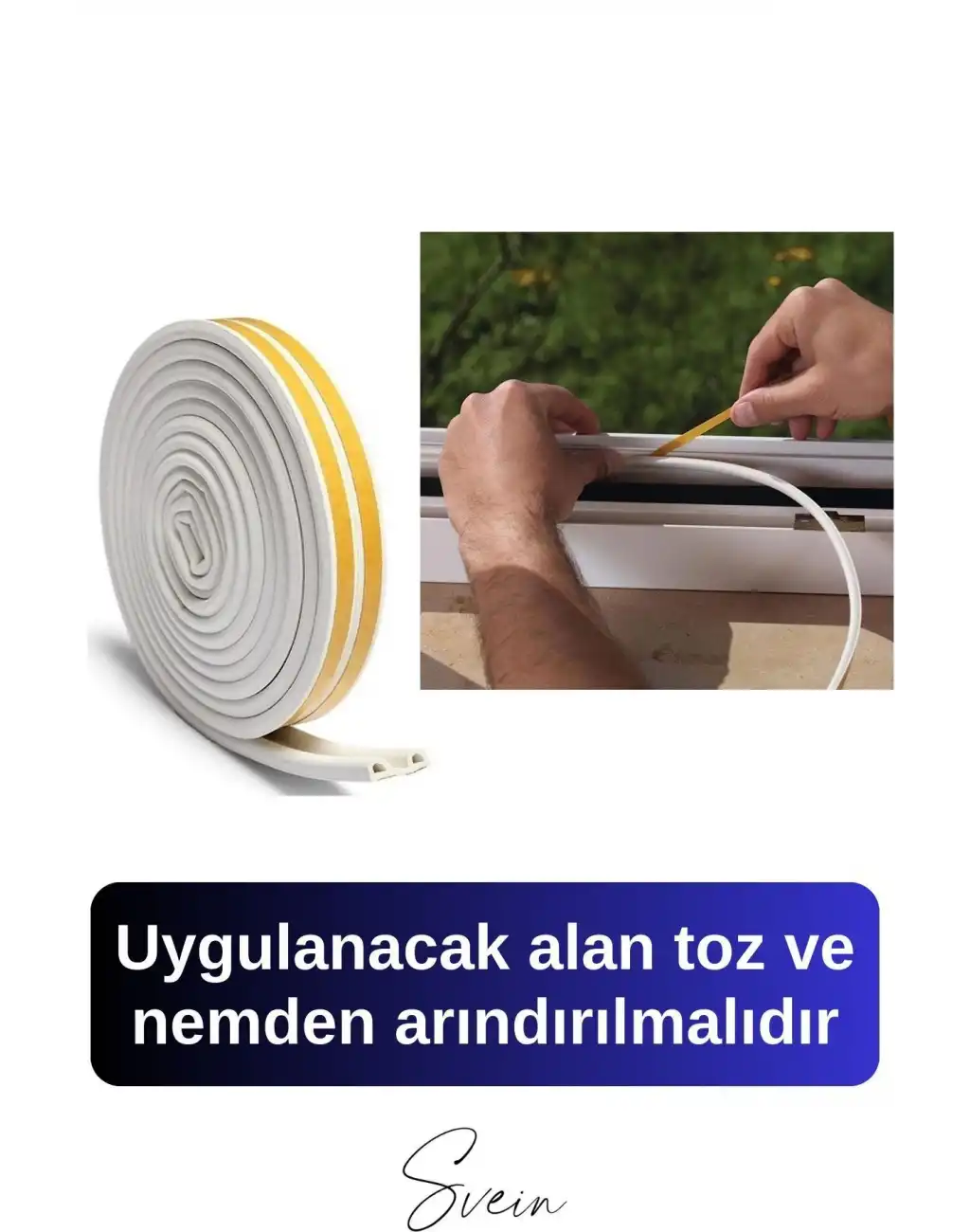 Kapı Pencere Fitili Soğuk İzolasyon Bandı Kendinden Yapışkanlı Güçlü Kauçuk Yalıtım Bant 2x10=20 Mt
