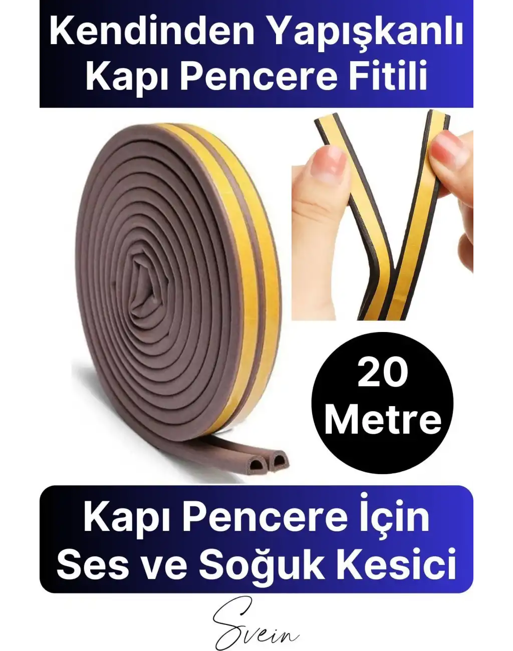 Kapı Pencere Fitili Soğuk İzolasyon Bandı Kendinden Yapışkanlı Güçlü Kauçuk Yalıtım Bant 2x10=20 Mt