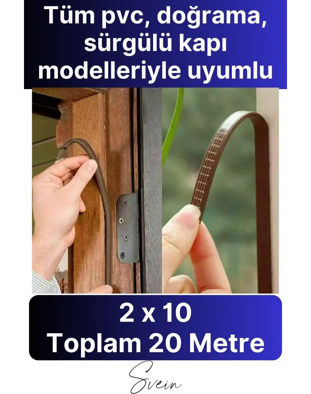 Kapı Pencere Fitili Soğuk İzolasyon Bandı Kendinden Yapışkanlı Güçlü Kauçuk Yalıtım Bant 2x10=20 Mt