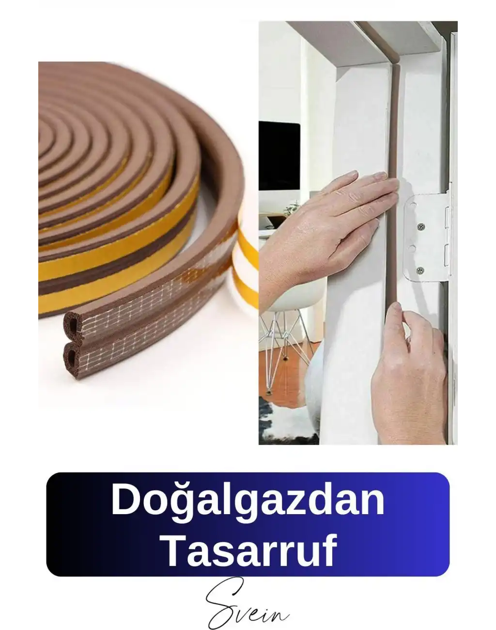 Kapı Pencere Fitili Soğuk İzolasyon Bandı Kendinden Yapışkanlı Güçlü Kauçuk Yalıtım Bant 2x10=20 Mt