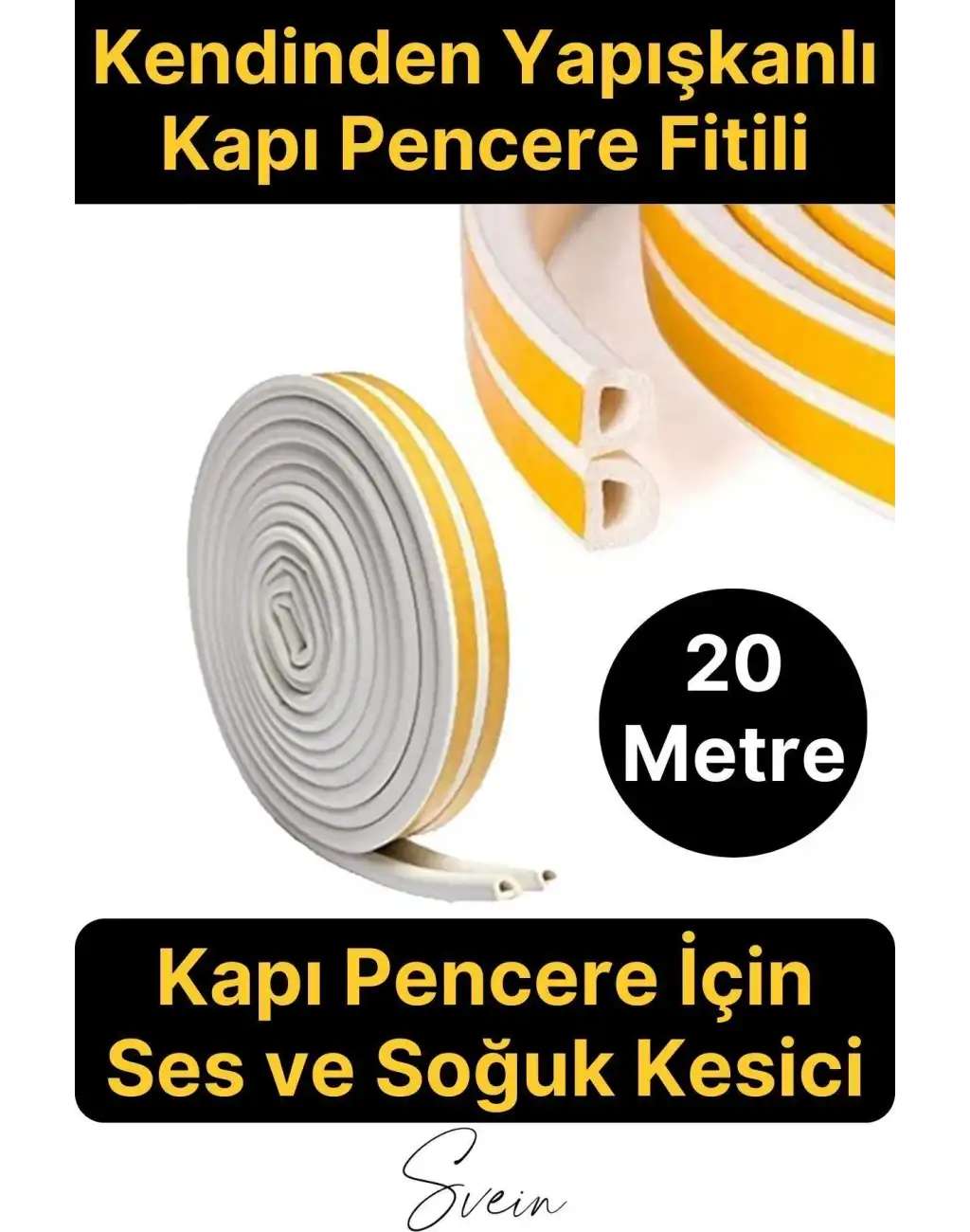 Pvc Doğrama Pencere Fitili İzolasyon Bandı Kendinden Yapışkanlı Beyaz Kauçuk Yalıtım Bant 2x10=20 Mt