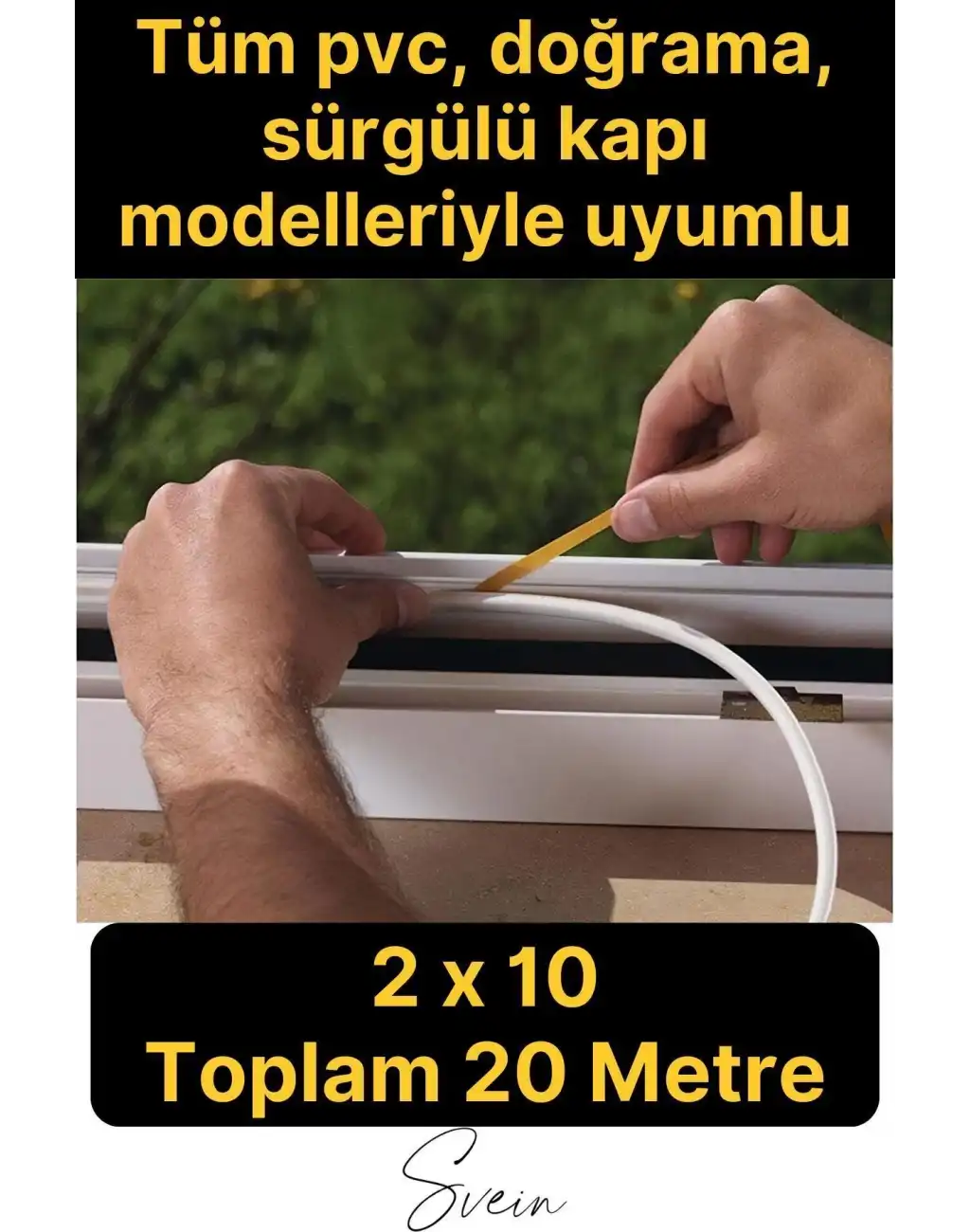 Pvc Doğrama Pencere Fitili İzolasyon Bandı Kendinden Yapışkanlı Beyaz Kauçuk Yalıtım Bant 2x10=20 Mt