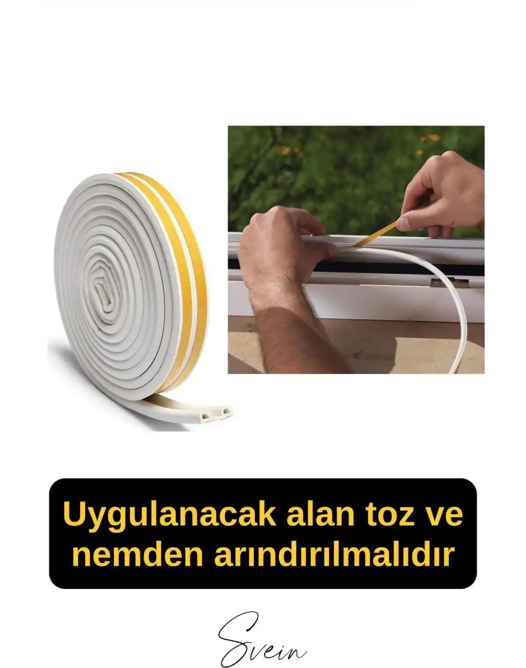 Pvc Doğrama Pencere Fitili İzolasyon Bandı Kendinden Yapışkanlı Beyaz Kauçuk Yalıtım Bant 2x10=20 Mt