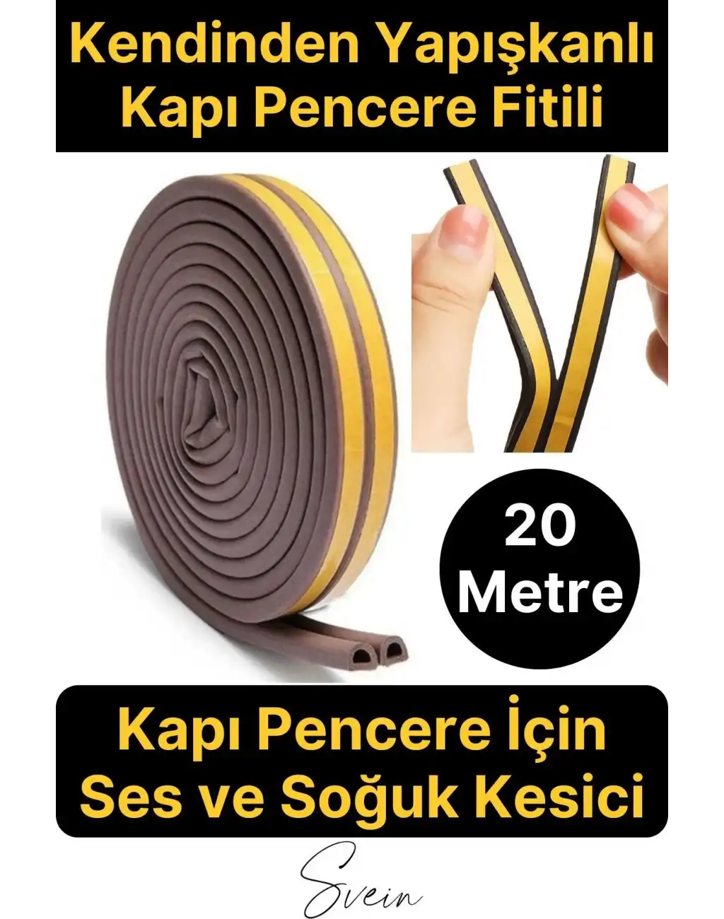 #KapıPencereFitil Pvc Doğrama Pencere Fitili İzolasyon Bandı Kendinden Yapışkanlı Kahve Kauçuk Yalıtım Bant 2x10=20 Mt