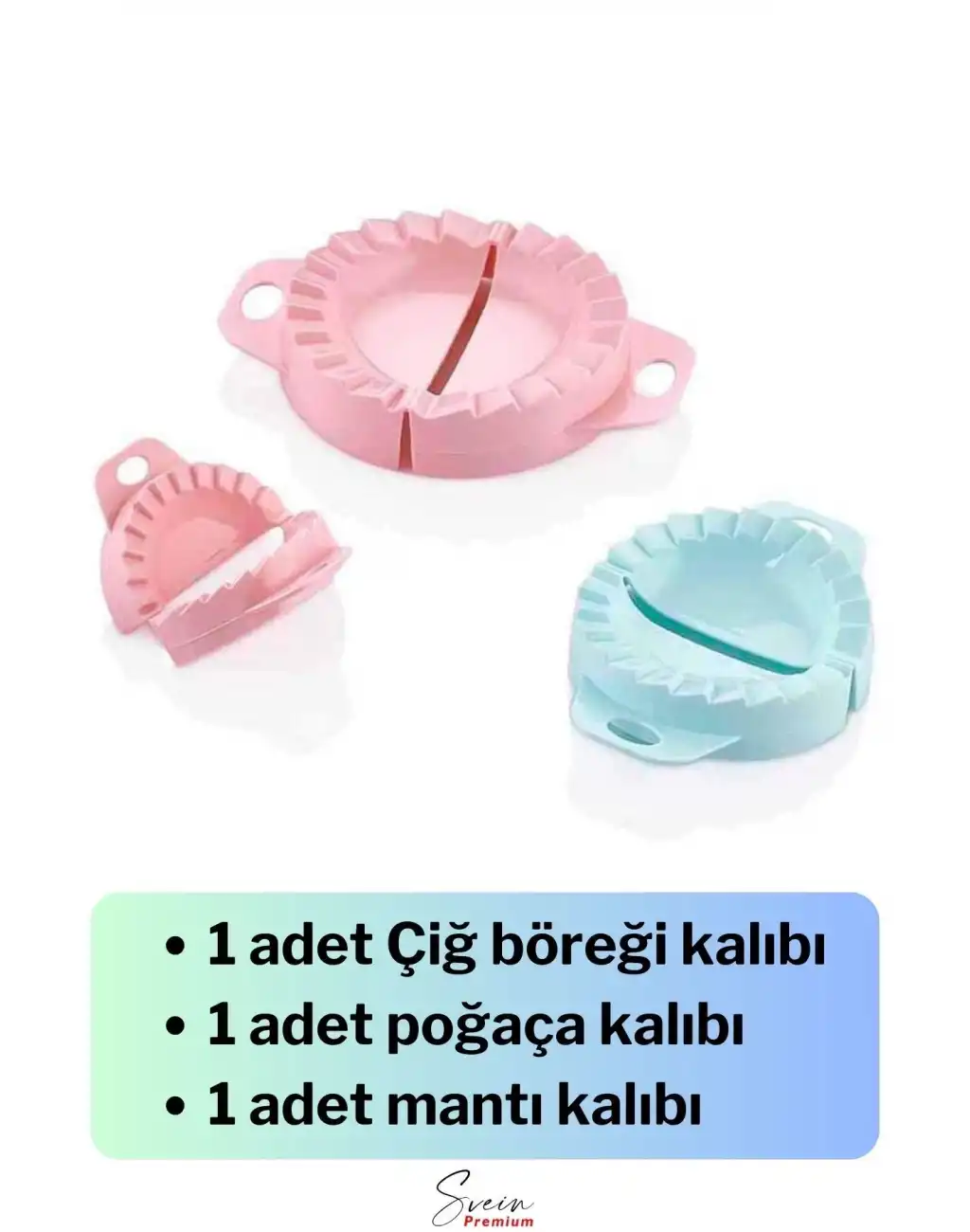 Premium 3 Boy Ravioli, Mantı, Kurabiye, Poğaça, Çi Börek ve Hamur Kalıbı Aparatı Pratik Şekil Verme