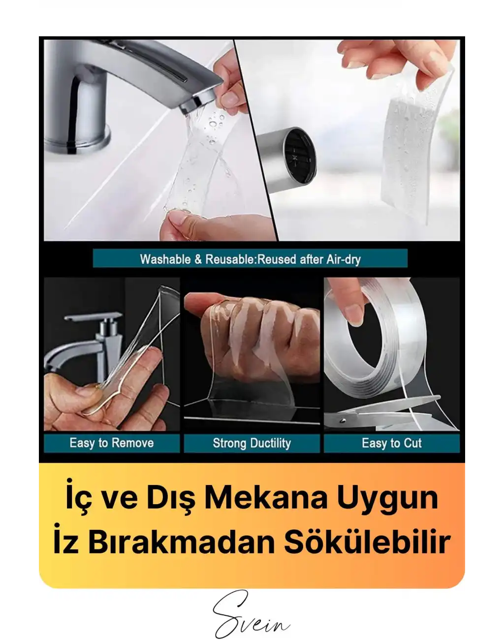 100 Kg Şeffaf Çift Taraflı Çok Amaçlı Güçlü Tamir Silikon Bant Dış Mekan Akrilik Bandı 18 mm-2 mt