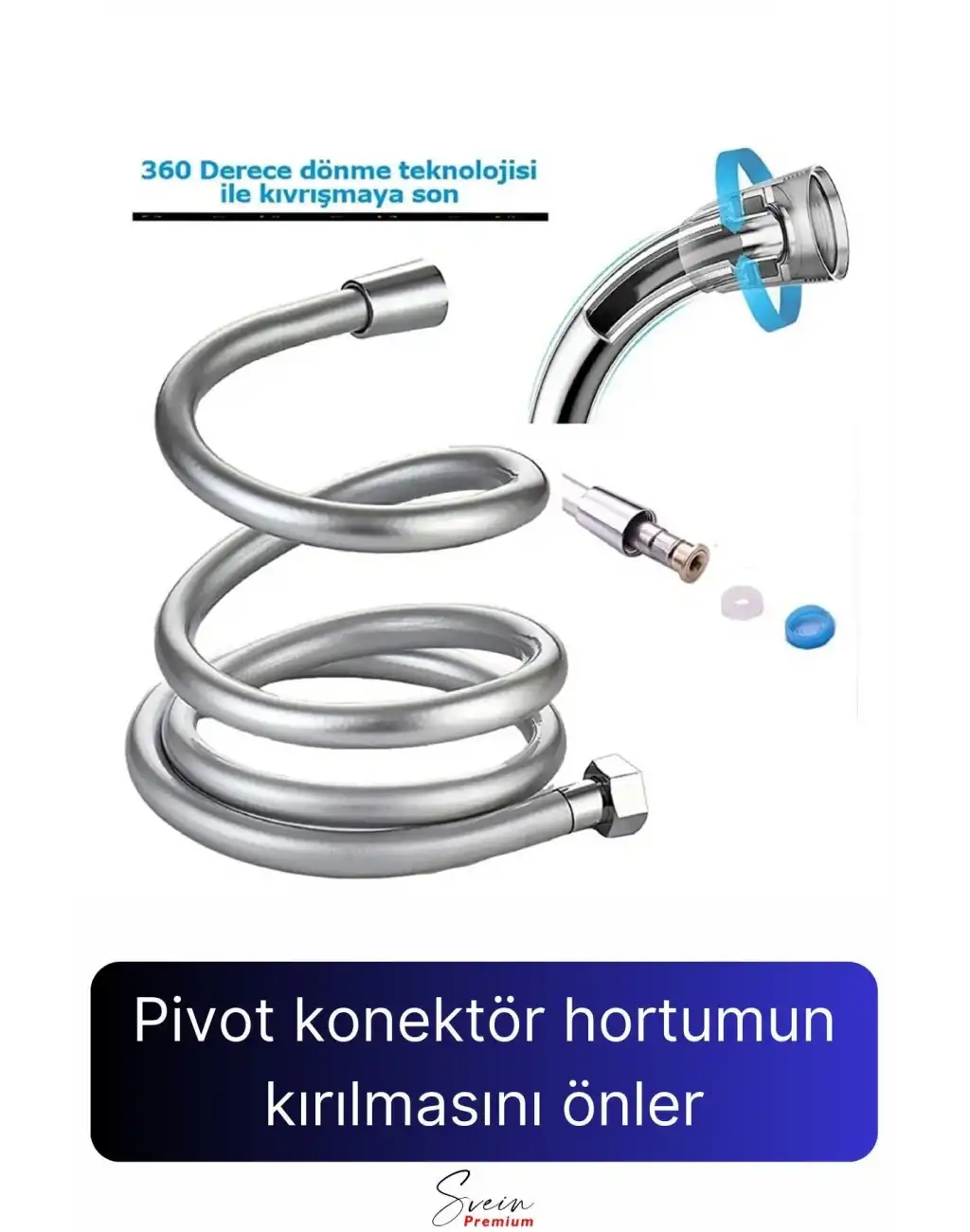 360 Derece Yüksek Kalite Esnek Kırılmaz Çatlamaz Paslanmaz Sızdırmaz Banyo Duş Musluk Hortum 1,5 mt