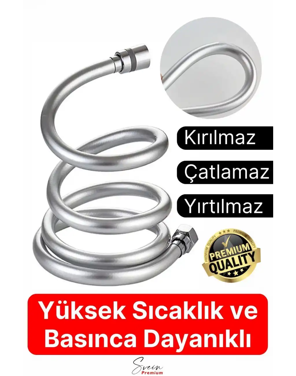 Yüksek Kalite 5 Katman Esnek Kırılmaz Çatlamaz Paslanmaz Sızdırmaz Banyo Duş Musluk Hortum 1,5 mt