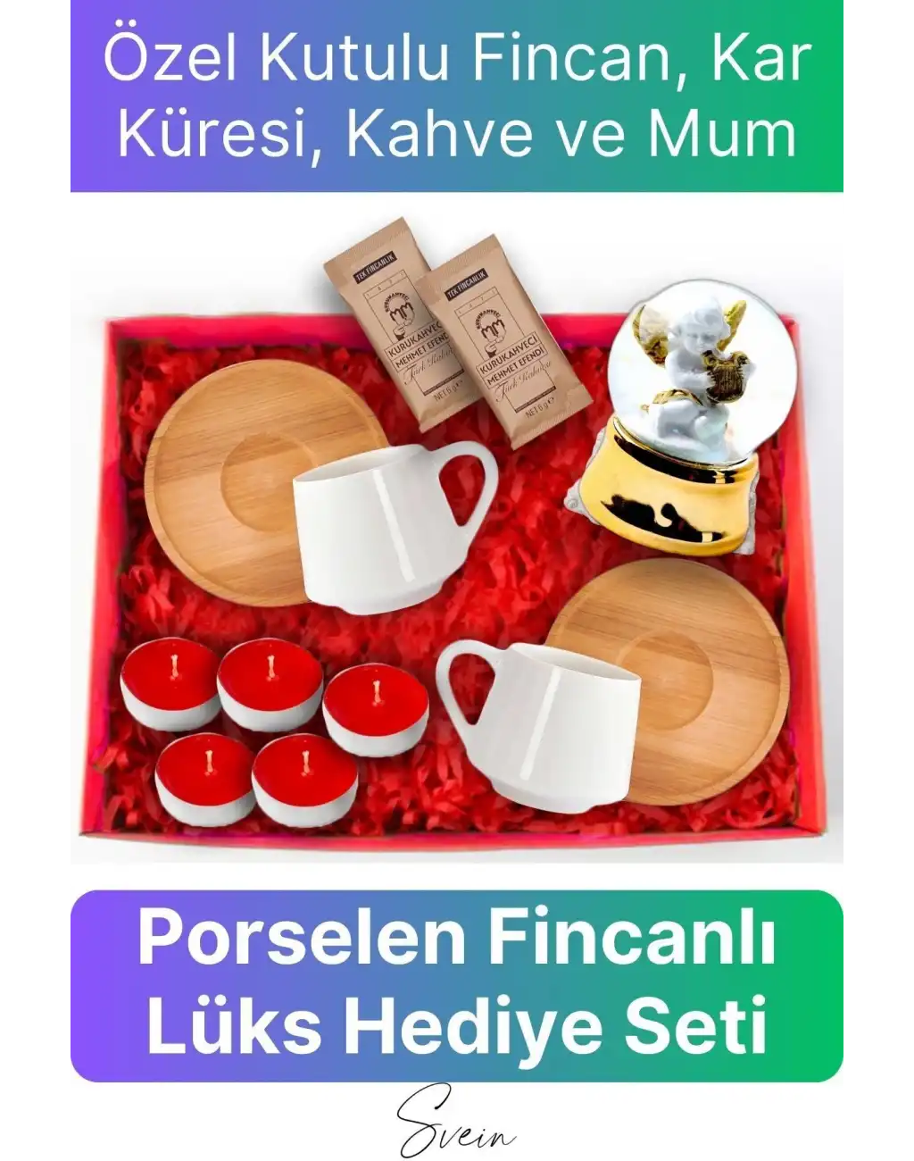 Premium Sevgiliye Anneye Öğretmene Özel Kutulu Porselen Kahve Fincanı Kar Küresi Mum Seti
