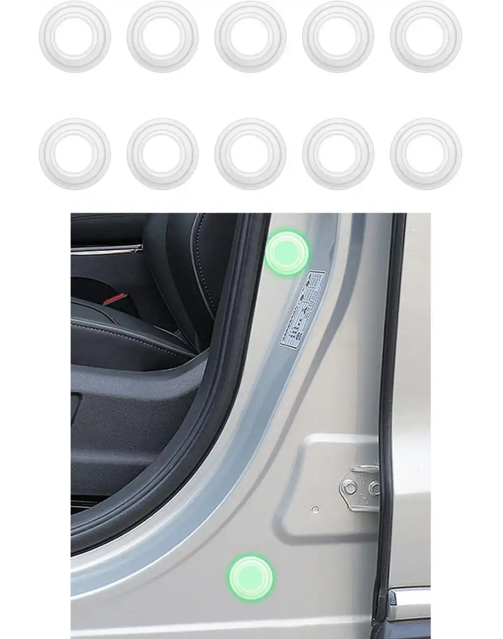 10lu Fosforlu Araç İçin Plastik Çarpma Önleyici Kapı Sesi Darbe Azaltıcı Özellikli Absorbe Aparatı