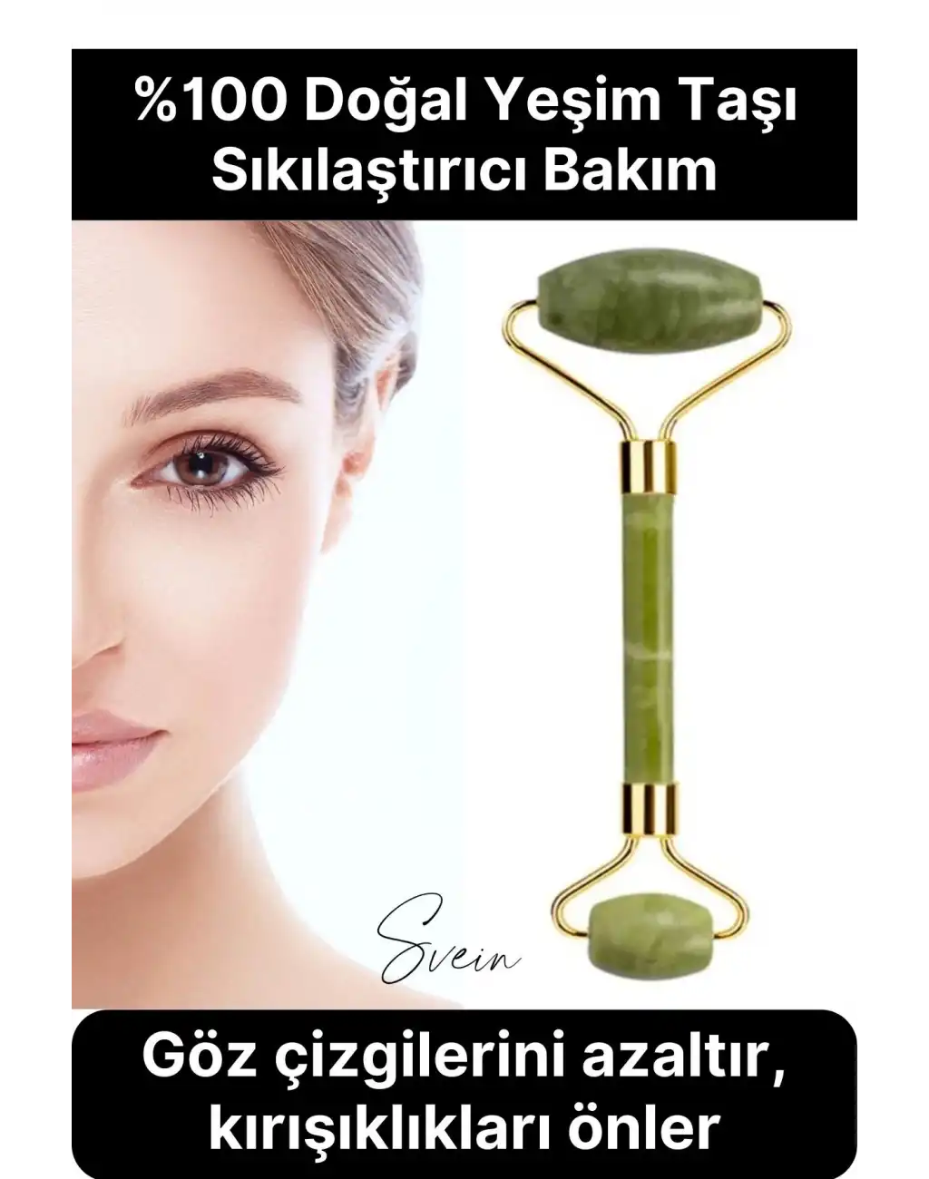 Premium %100 Doğal Yeşim Taşı 2 Başlıklı Masaj Aleti Yaşlanma Karşıtı Gua Sha Yüz Bakım Face Roller