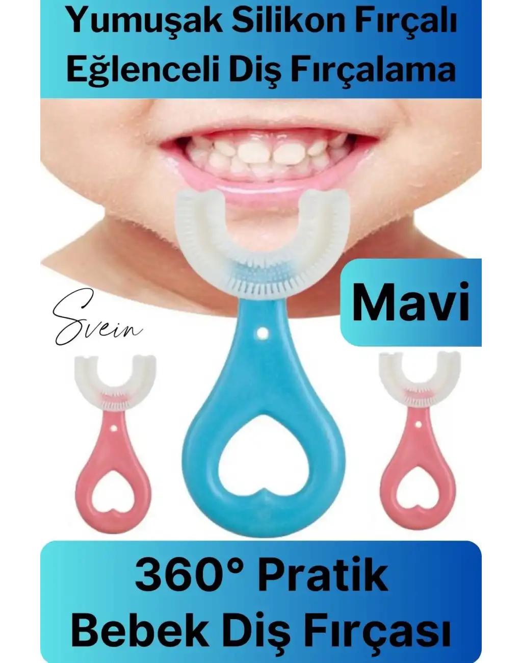 U Şeklinde Pratik Bebek Çocuk Diş Fırçası 360 Derece Temizlik Kolay Kullanım Yumuşak Silikon Fırça