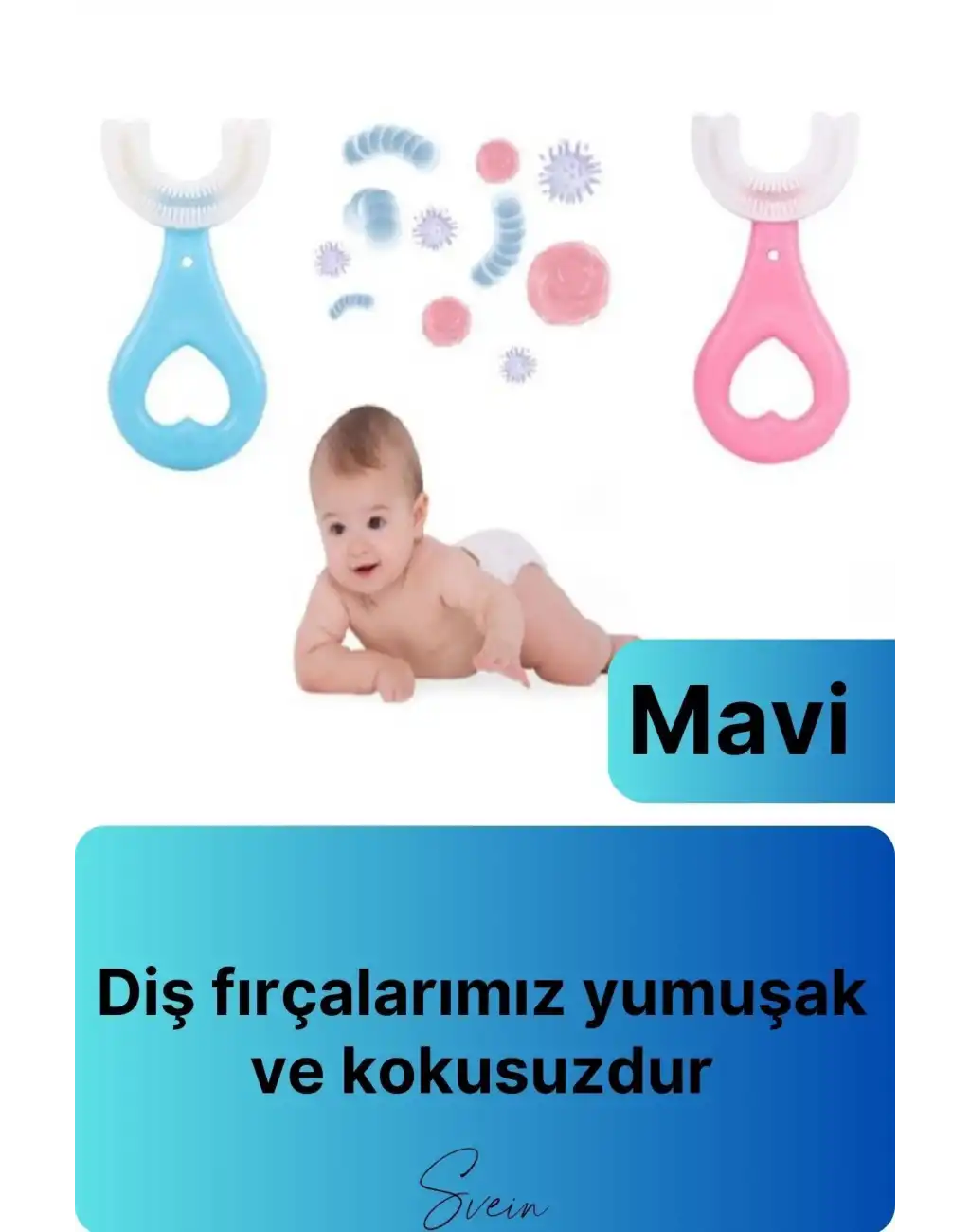 U Şeklinde Pratik Bebek Çocuk Diş Fırçası 360 Derece Temizlik Kolay Kullanım Yumuşak Silikon Fırça