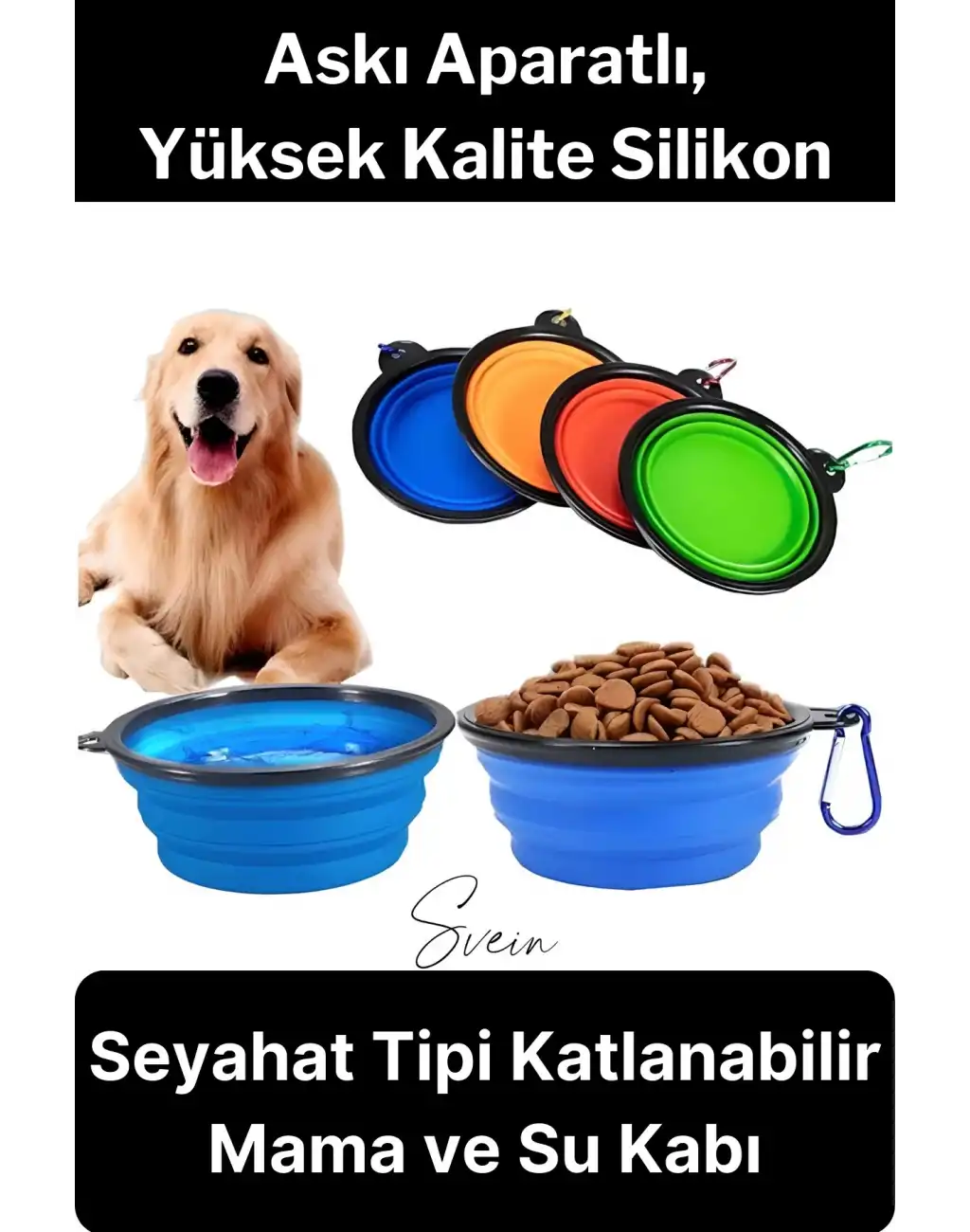 Taşınabilir Katlanabilir Seyahat Tipi Çok Amaçlı Kedi Köpek Mama Su Kabı Silikon Evcil Hayvan