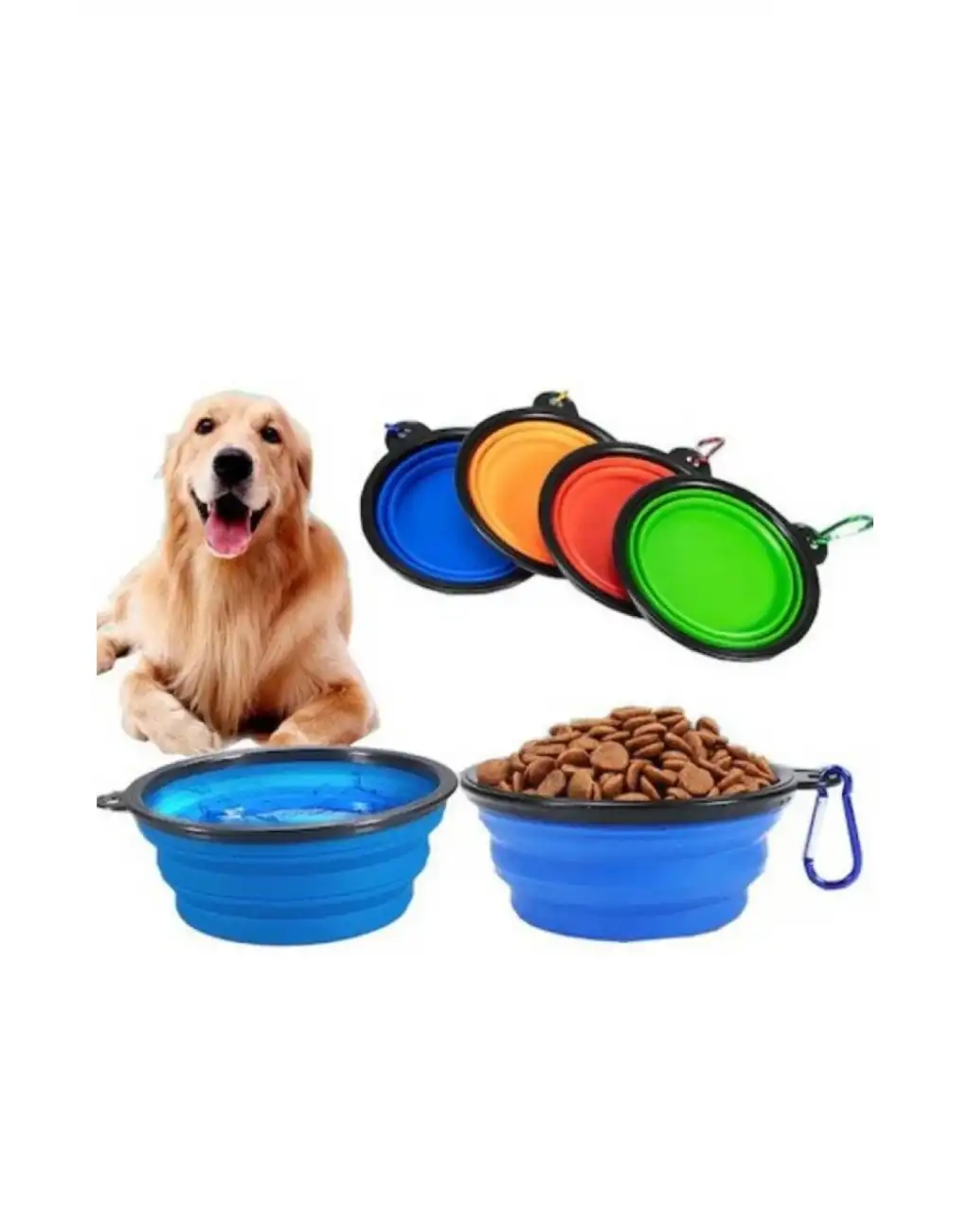 Taşınabilir Katlanabilir Seyahat Tipi Çok Amaçlı Kedi Köpek Mama Su Kabı Silikon Evcil Hayvan