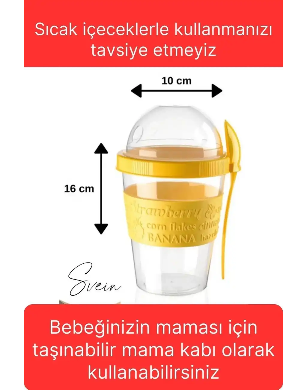 Pratik Sızdırmaz Kapaklı Bölmeli Kaşıklı Taşınabilir Yiyecek Mama Ara Öğün Yoğurt Diyet Saklama Kabı