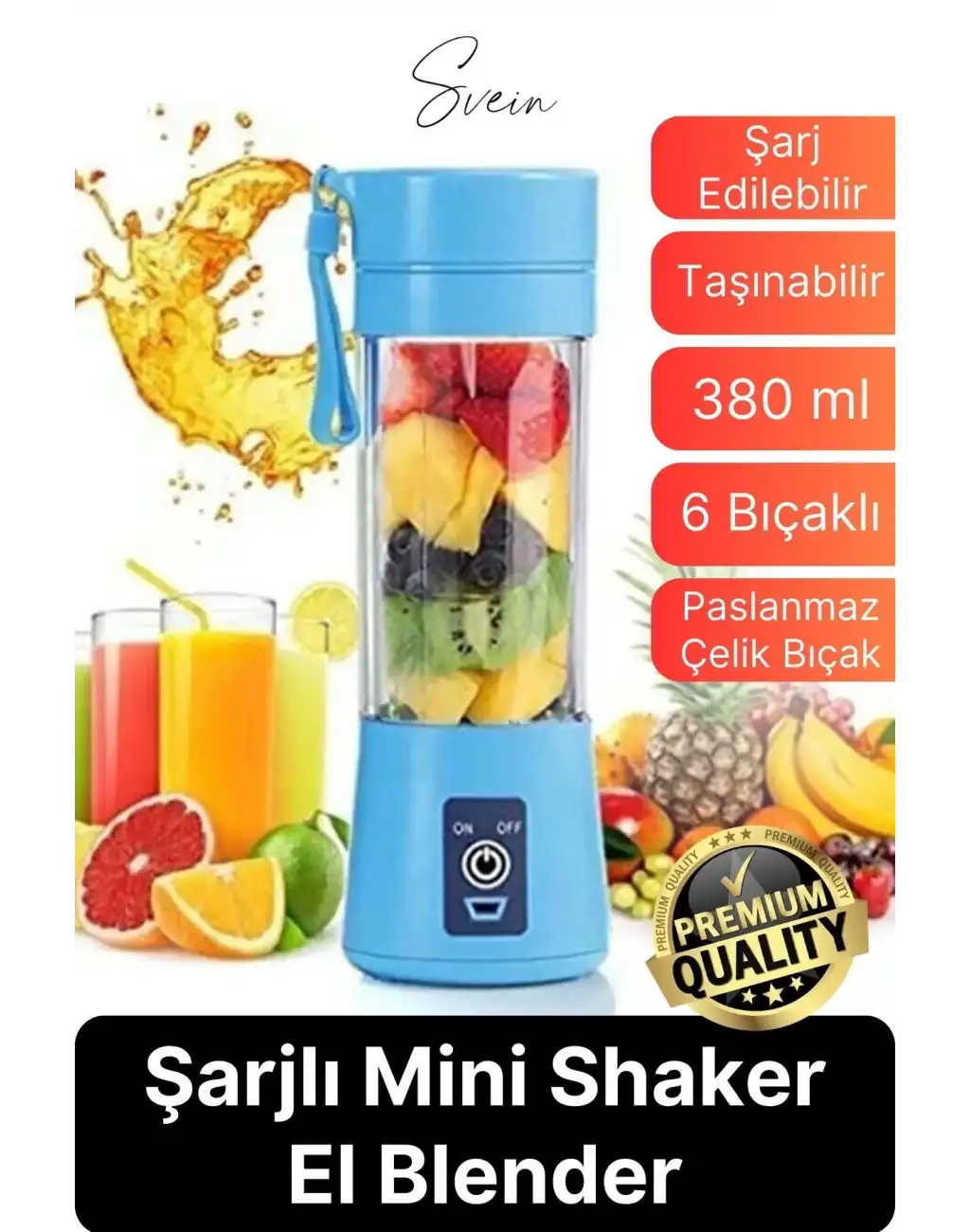 Portatif Taşınabilir Elektrikli Mini Meyve Sıkacağı Smoothie Milkshake Şarjlı Blender Karıştırıcı