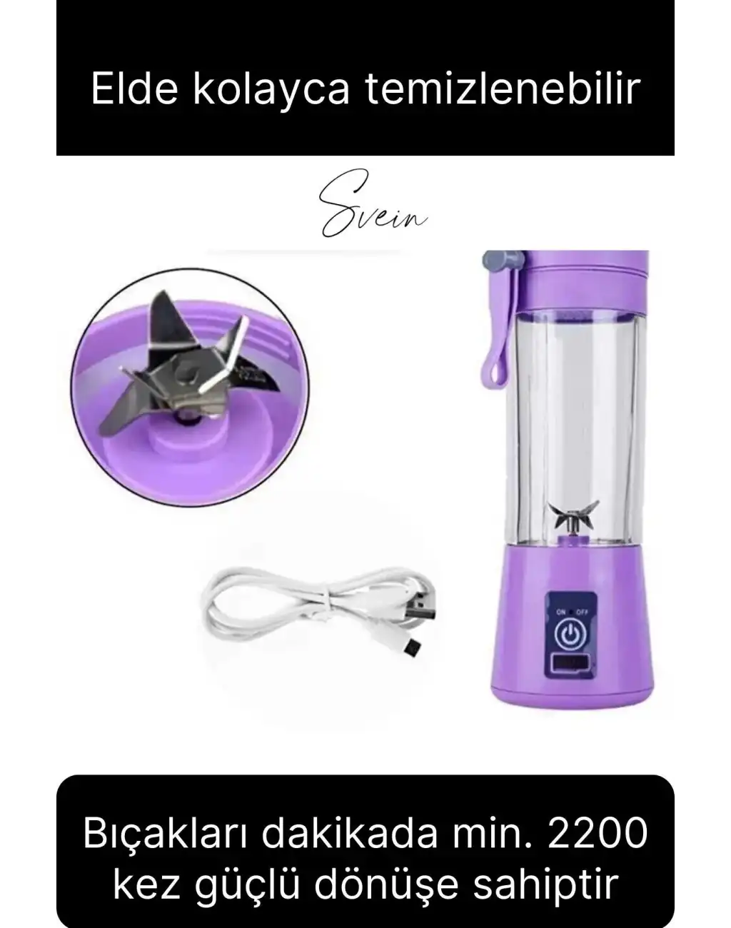 Portatif Taşınabilir Elektrikli Mini Meyve Sıkacağı Smoothie Milkshake Şarjlı Blender Karıştırıcı