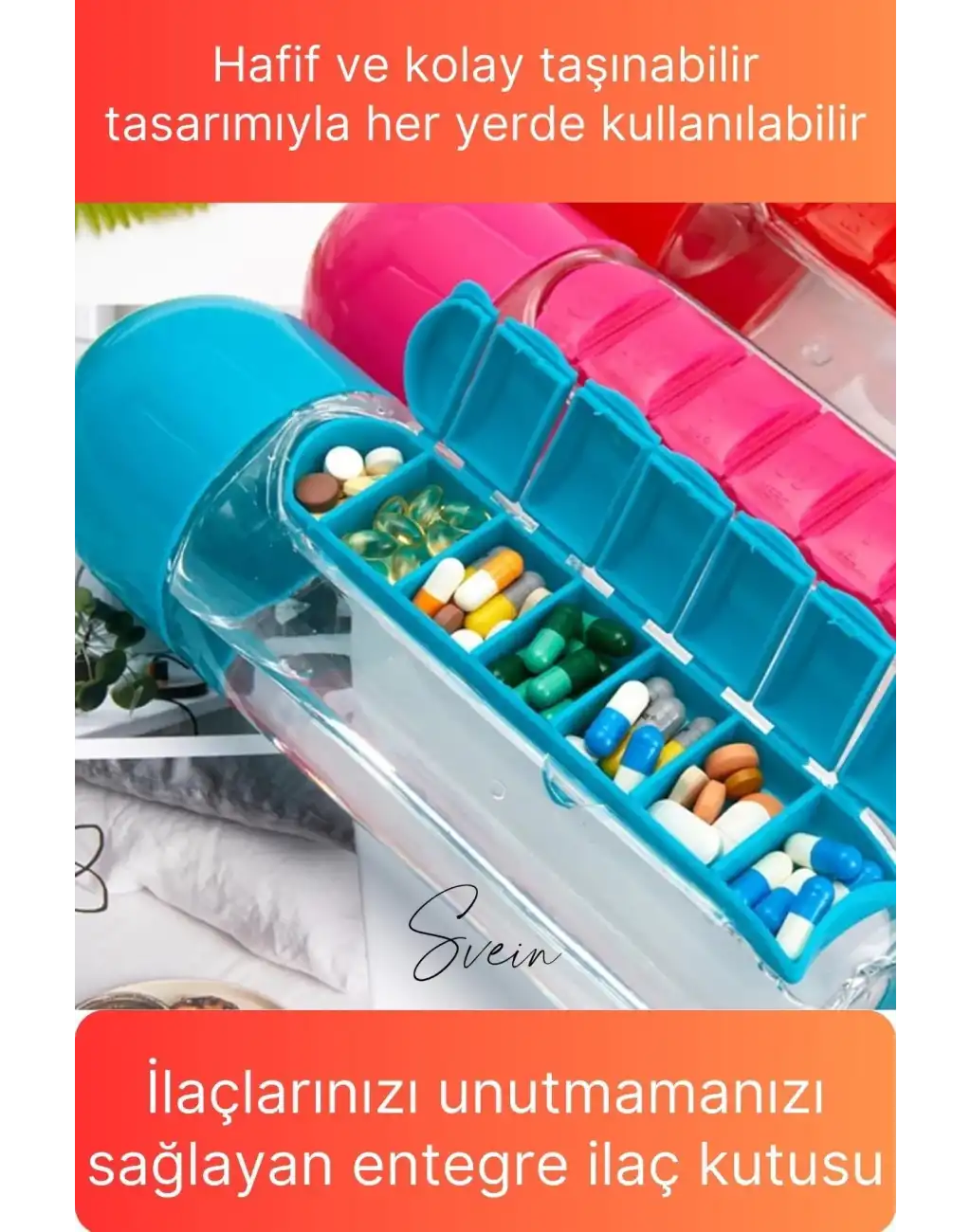 Pratik İlaç Kutusu Su Matara Sızdırmaz Akıtmaz Şişe Spor Suluk Hazneli Fonksiyonel Kolay Taşınabilir