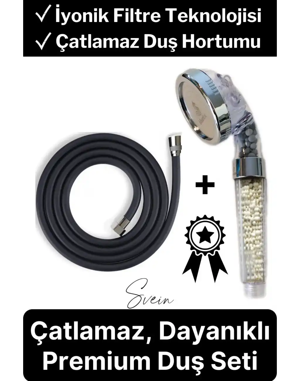 Premium Duş Seti 3 Fonksiyonlu Tasarruflu Başlık Esnek Kırılmaz Çatlamaz Paslanmaz Sızdırmaz Hortum