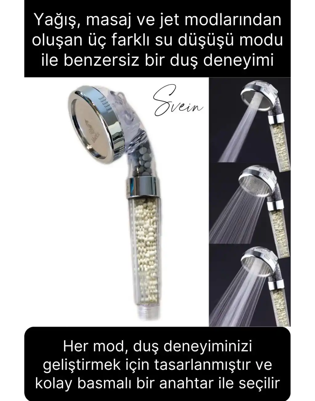 Premium Duş Seti 3 Fonksiyonlu Tasarruflu Başlık Esnek Kırılmaz Çatlamaz Paslanmaz Sızdırmaz Hortum