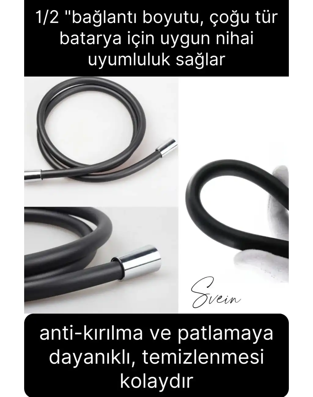 Premium Duş Seti 3 Fonksiyonlu Tasarruflu Başlık Esnek Kırılmaz Çatlamaz Paslanmaz Sızdırmaz Hortum