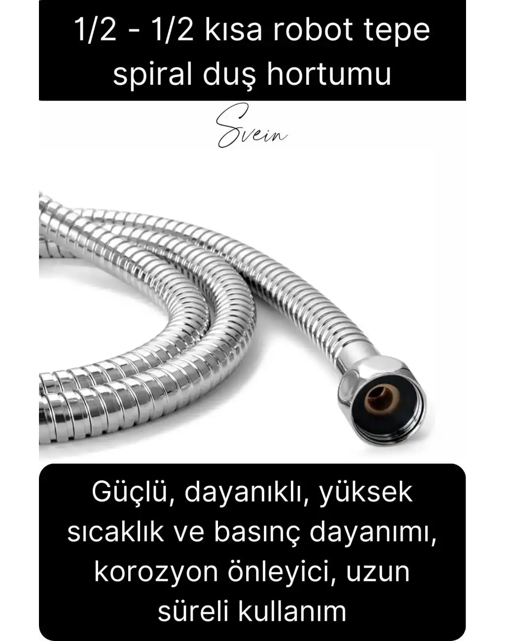 #AraHortum 75 cm Kısa Tepe Ara Duş Hortumu Spiral Robot Ara Bağlantı Örgülü Dayanıklı Kopmaz Patlamaz Sızdırmaz