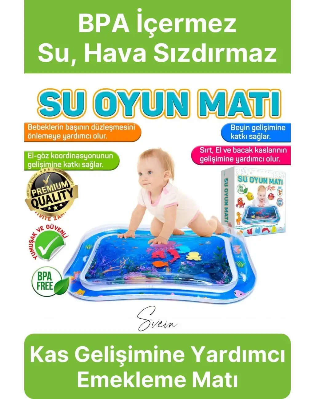 Dayanıklı Sızdırmaz Su Oyun Matı Bebek Aktivite Oyuncağı BPA İçermez Emekleme Zamanı Yatak Minder