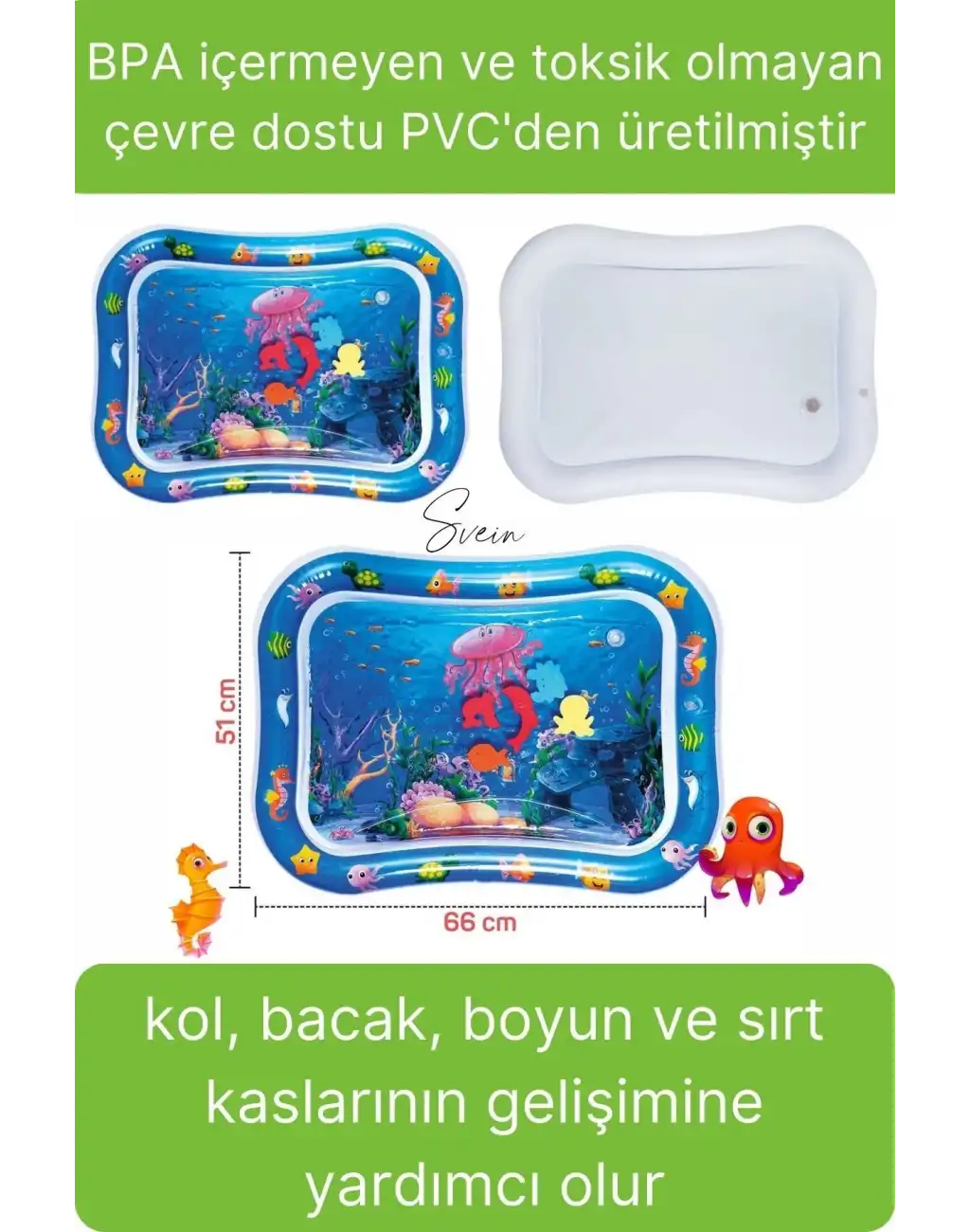 Dayanıklı Sızdırmaz Su Oyun Matı Bebek Aktivite Oyuncağı BPA İçermez Emekleme Zamanı Yatak Minder