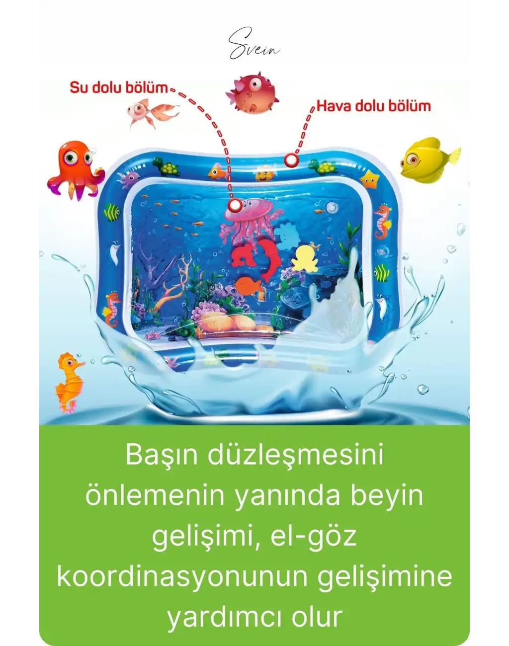 Dayanıklı Sızdırmaz Su Oyun Matı Bebek Aktivite Oyuncağı BPA İçermez Emekleme Zamanı Yatak Minder