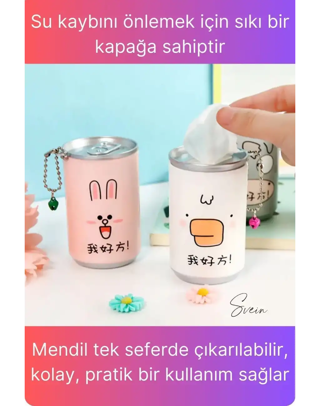 10lu Fenomen Sevimli Teneke Kutu Görünümlü Islak Mendil Saklama Kutusu Kabı Anahtarlık Çanta Süsü