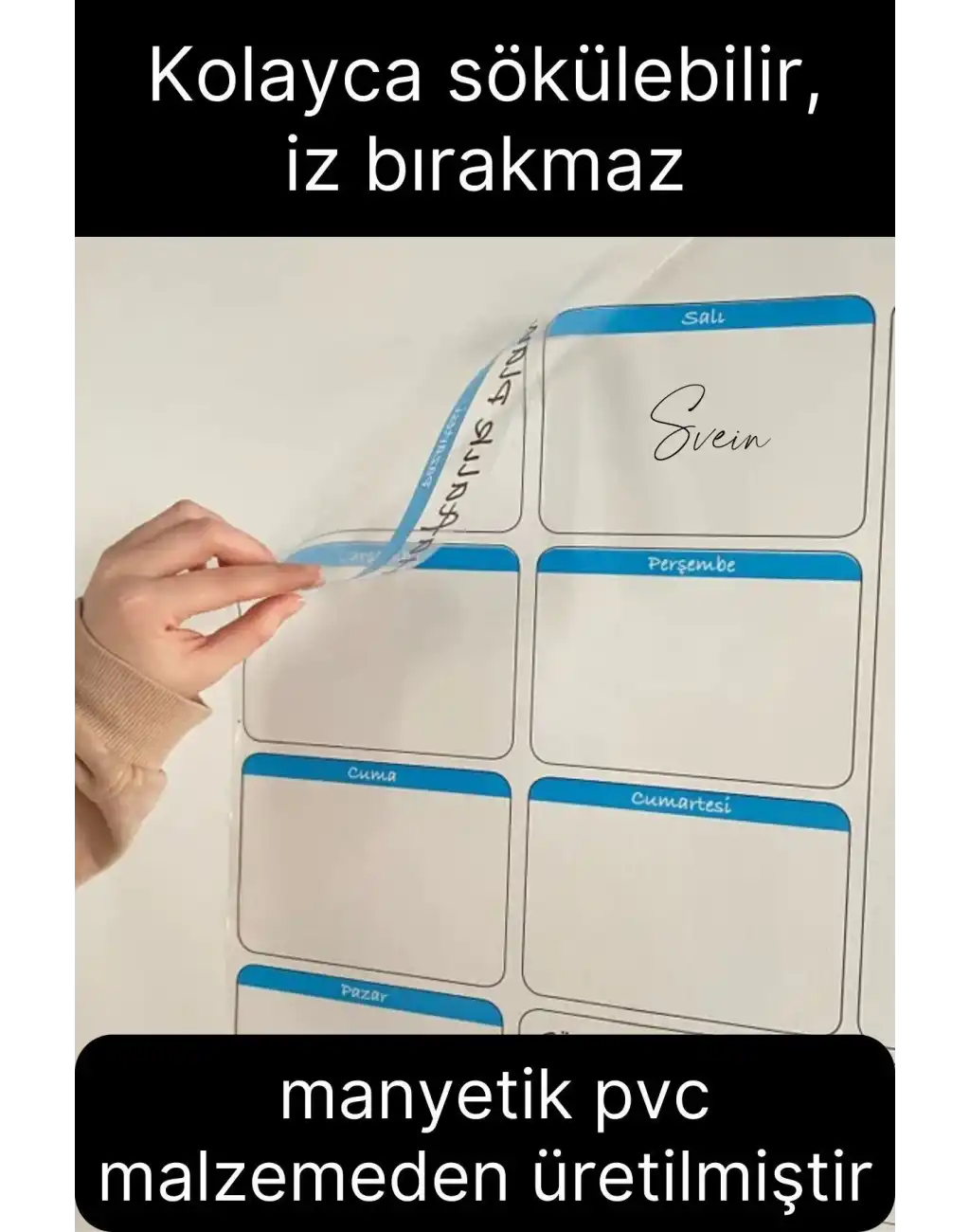 Kendinden Yapışkanlı Tutunabilen İz Bırakmaz Haftalık Planlayıcı Manyetik Duvar Sticker Takvim