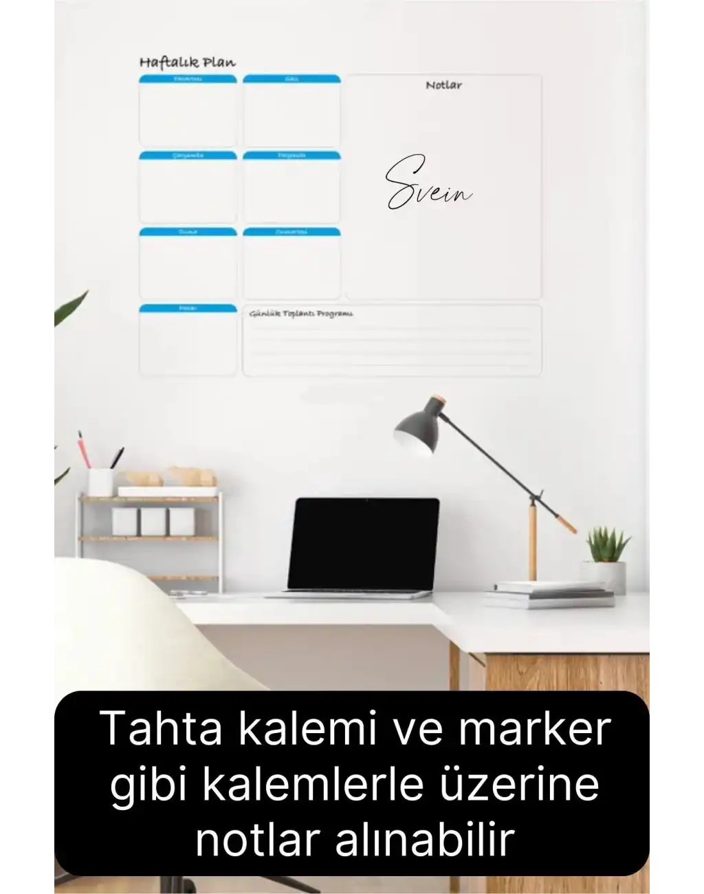 Kendinden Yapışkanlı Tutunabilen İz Bırakmaz Haftalık Planlayıcı Manyetik Duvar Sticker Takvim