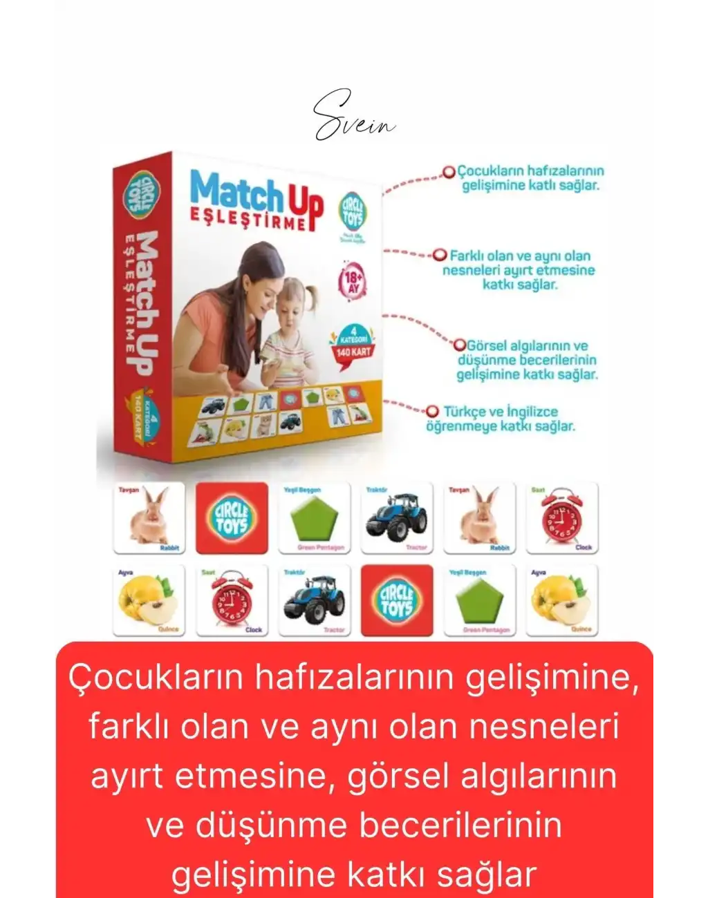 2li Süper Avantajlı Eğitici Öğretici Eşleştirme Oyunu Puzzle Yapboz Kutulu Görsel Algı Motor Beceri