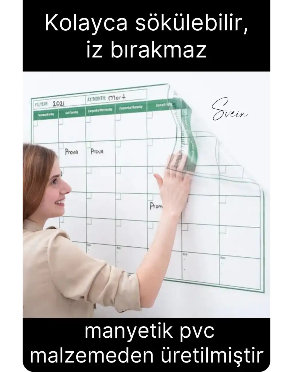 Kendinden Yapışkanlı Manyetik Bir Aylık Program Planlayıcı Takvim Duvar Sökülebilir İz Bırakmaz