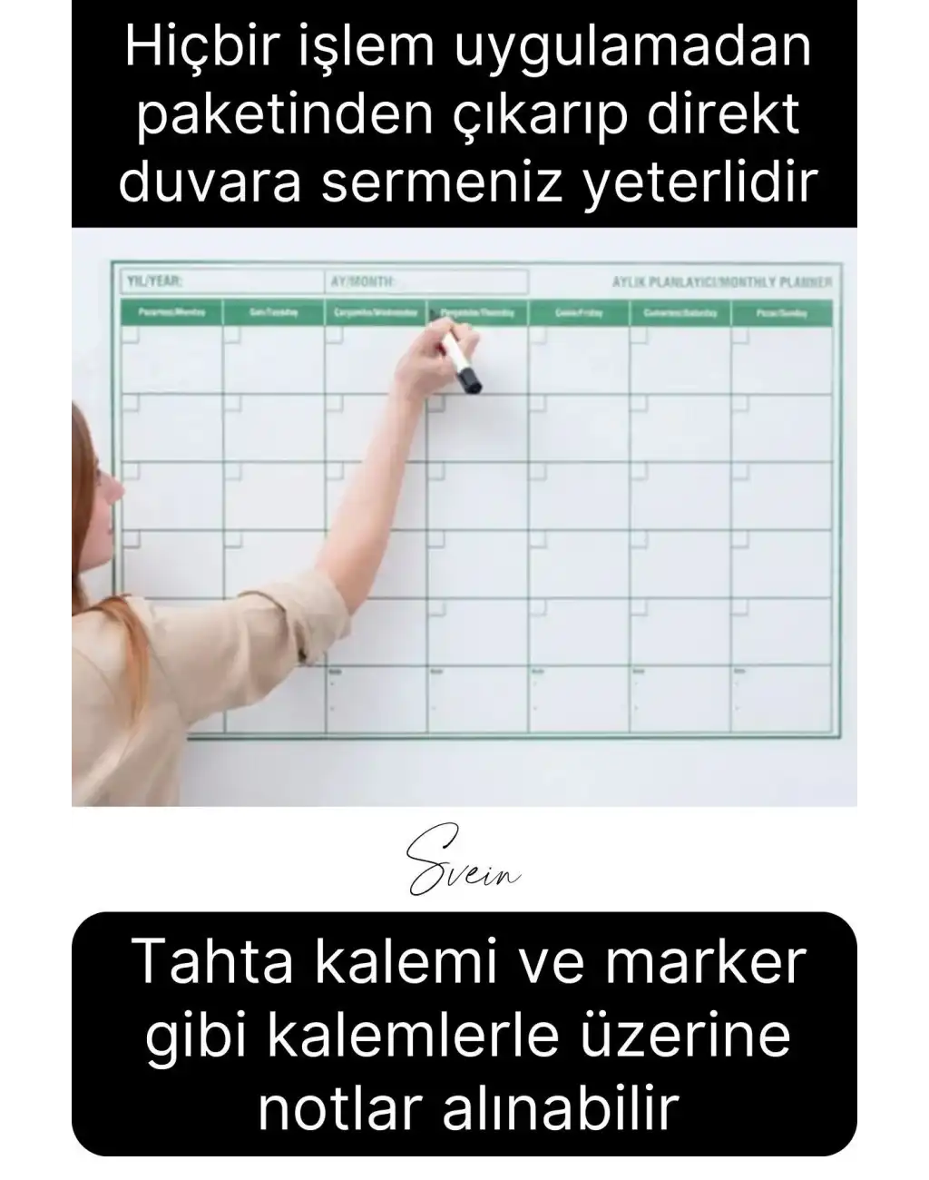 Kendinden Yapışkanlı Manyetik Bir Aylık Program Planlayıcı Takvim Duvar Sökülebilir İz Bırakmaz